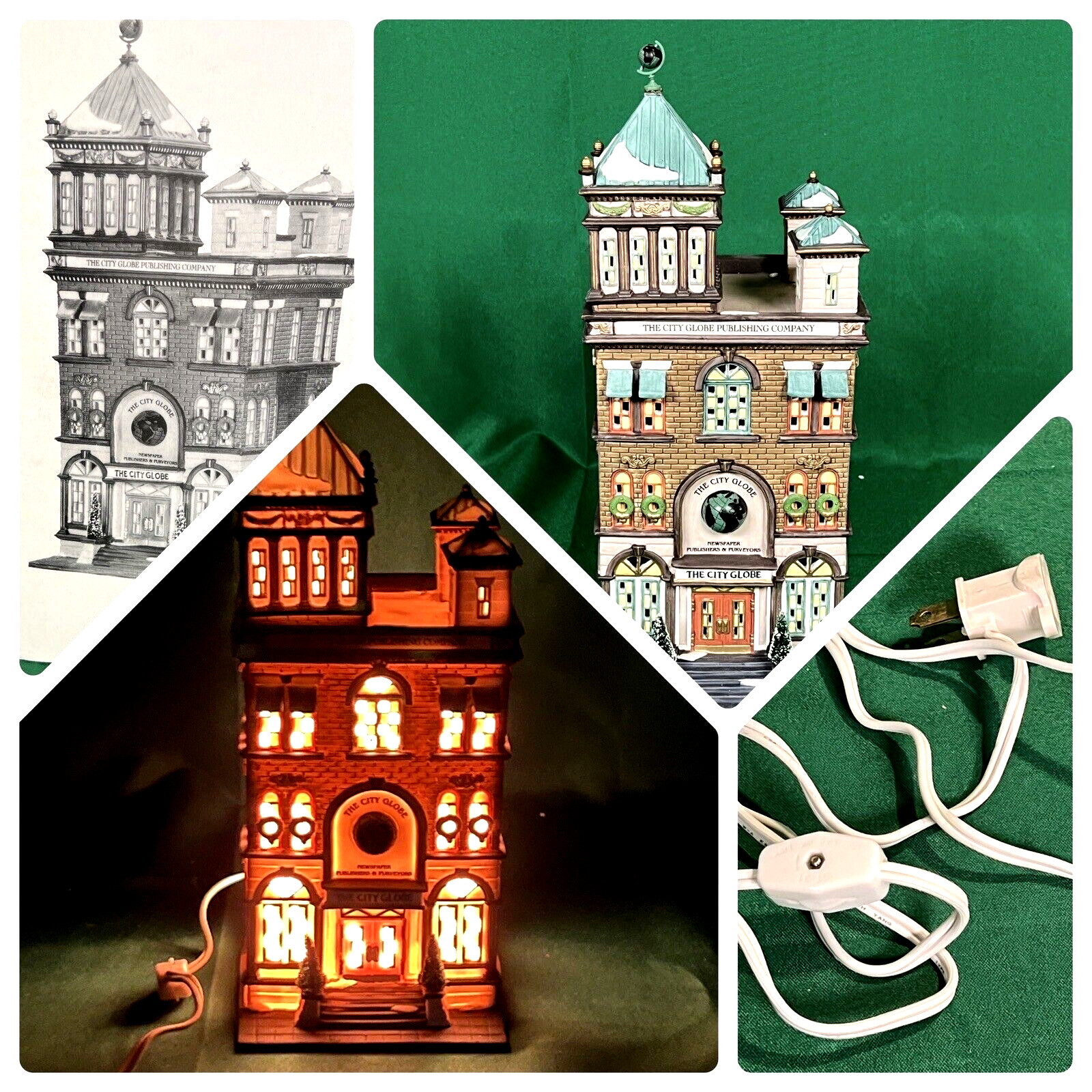 Dept 56 Christmas in The City The City Globe Newspaper Bldg. w/Box See Video