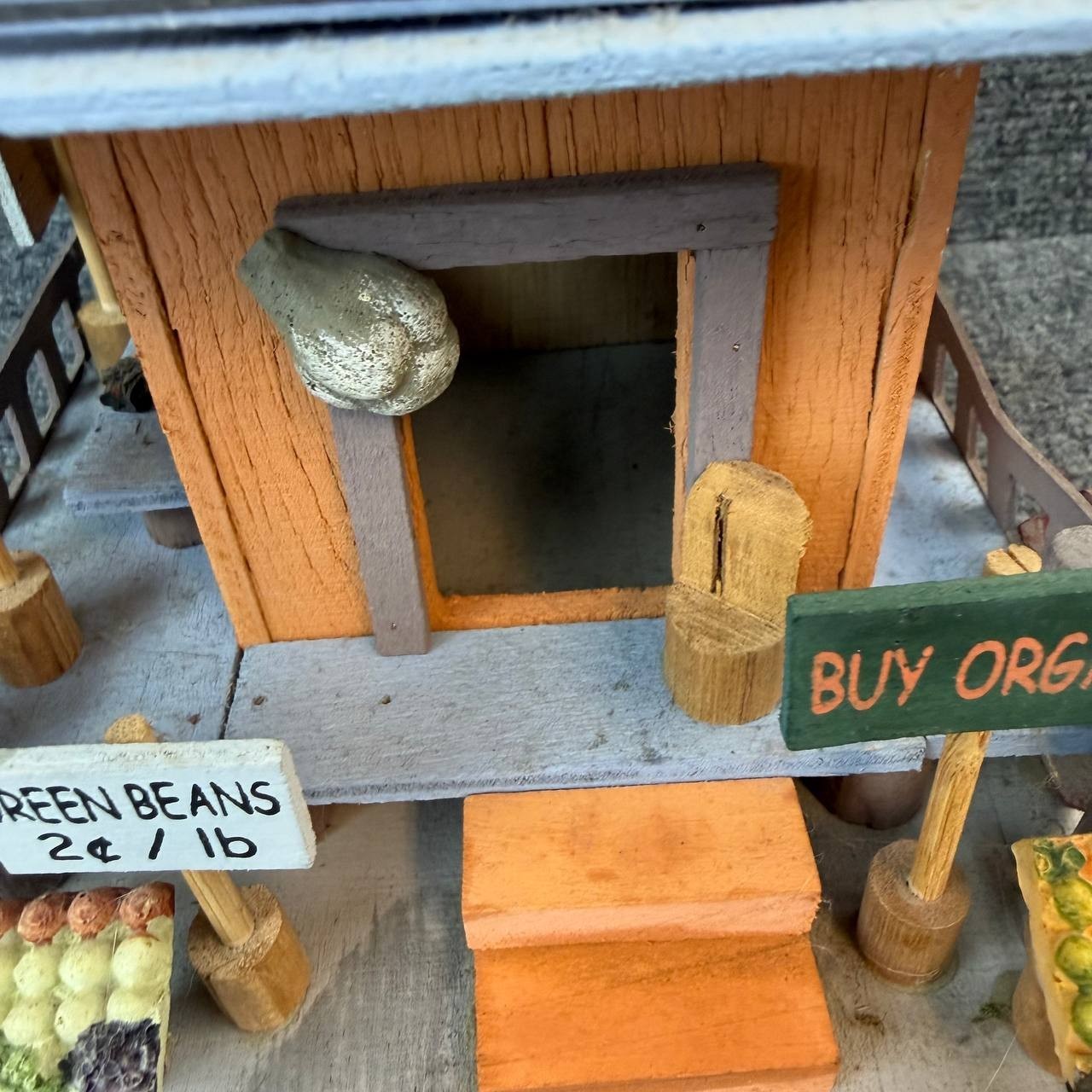 Vintage Wooden Market House Decor Farm Stand Rustic Display
