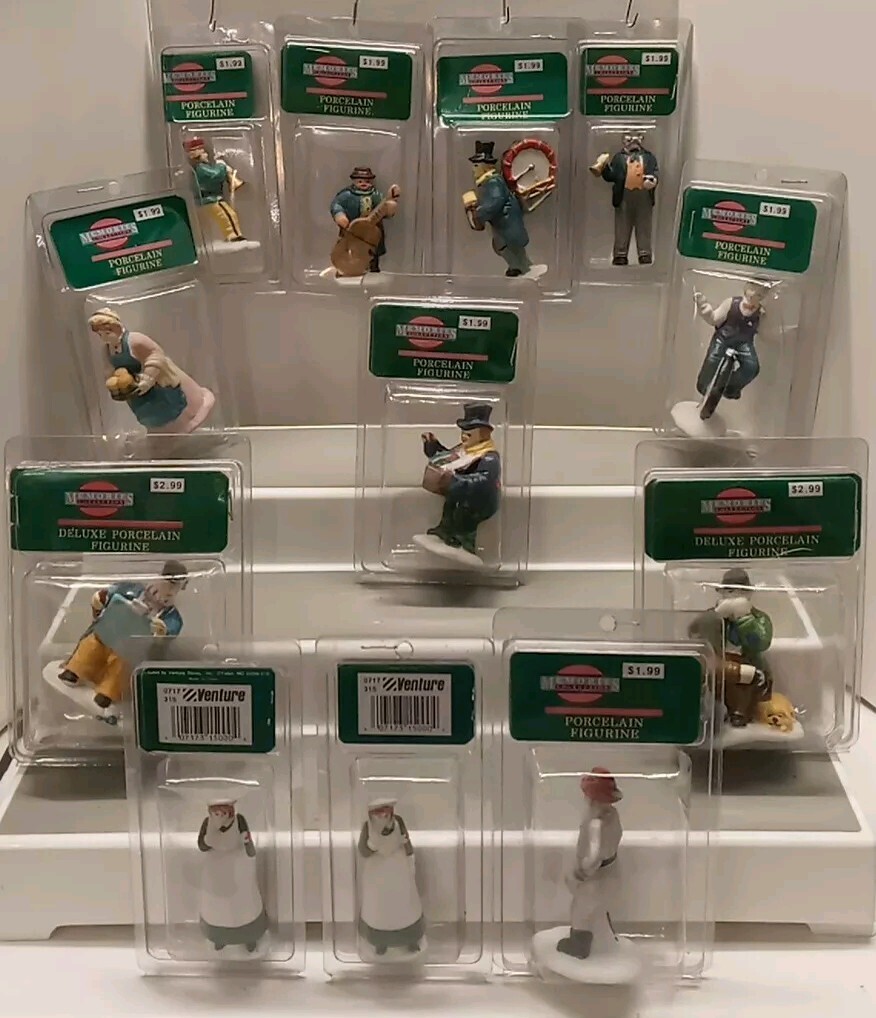 Lot Of 12 VTG Christmas Memories Collection Porcelain Village Figures (Venture)