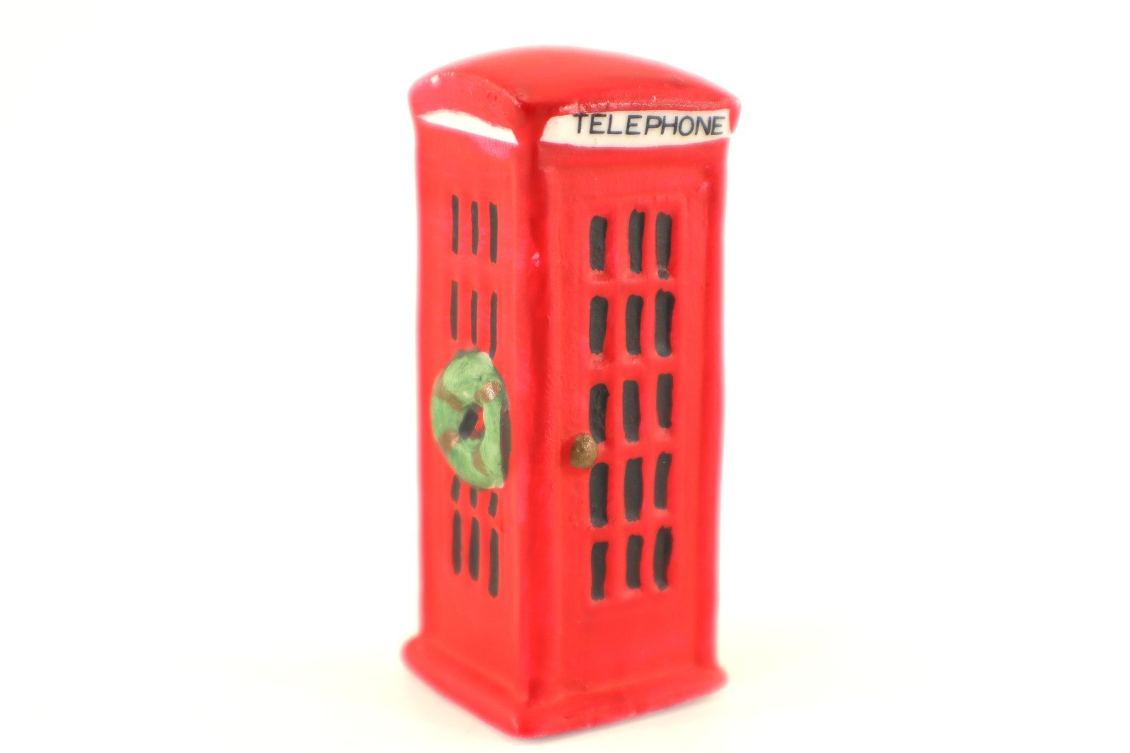 Red TELEPHONE BOOTH Accessory for your Christmas Village 2.5″ Porcelain Mini