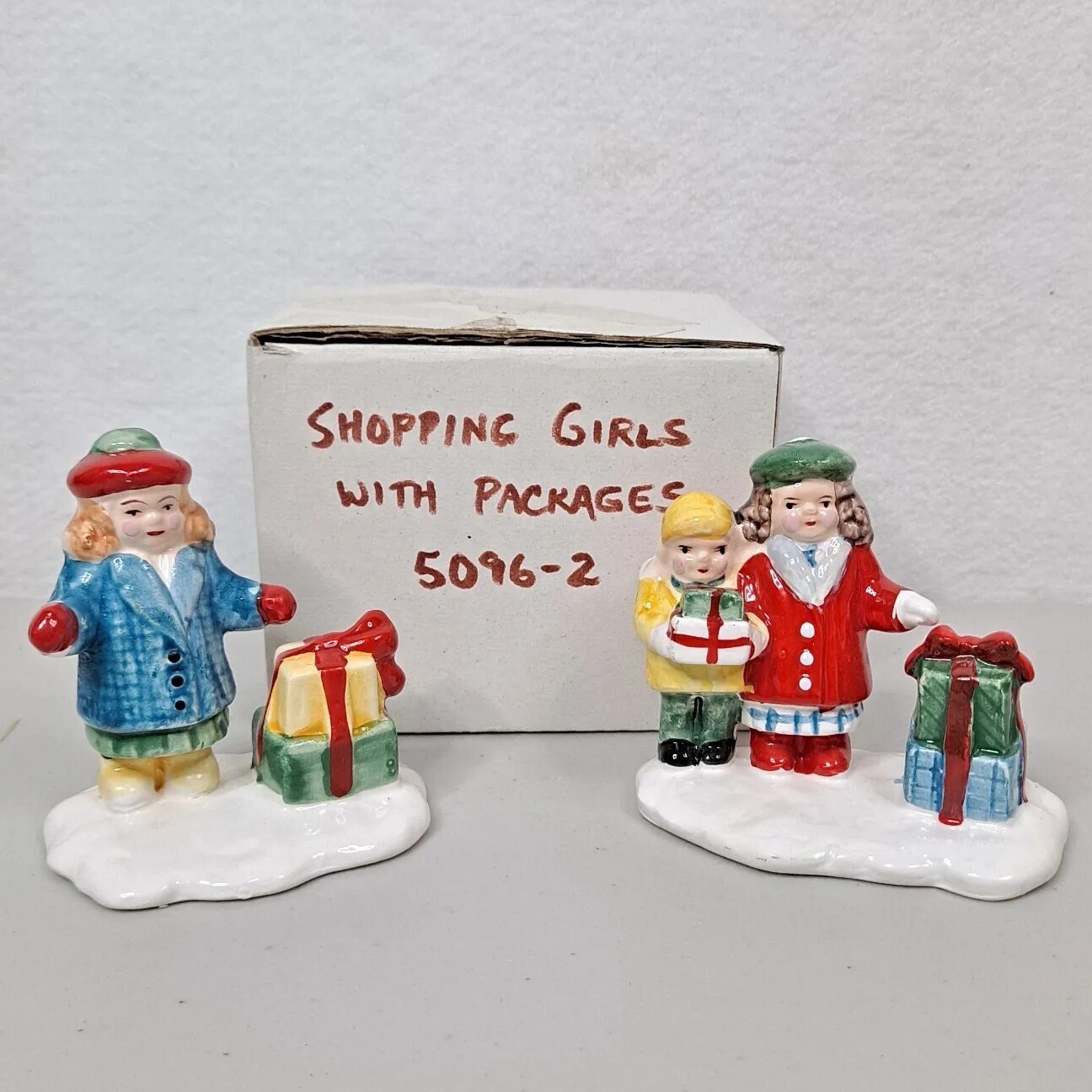VTG Dept 56 Snow Village Shopping Girls with Packages Christmas Accessory 50962