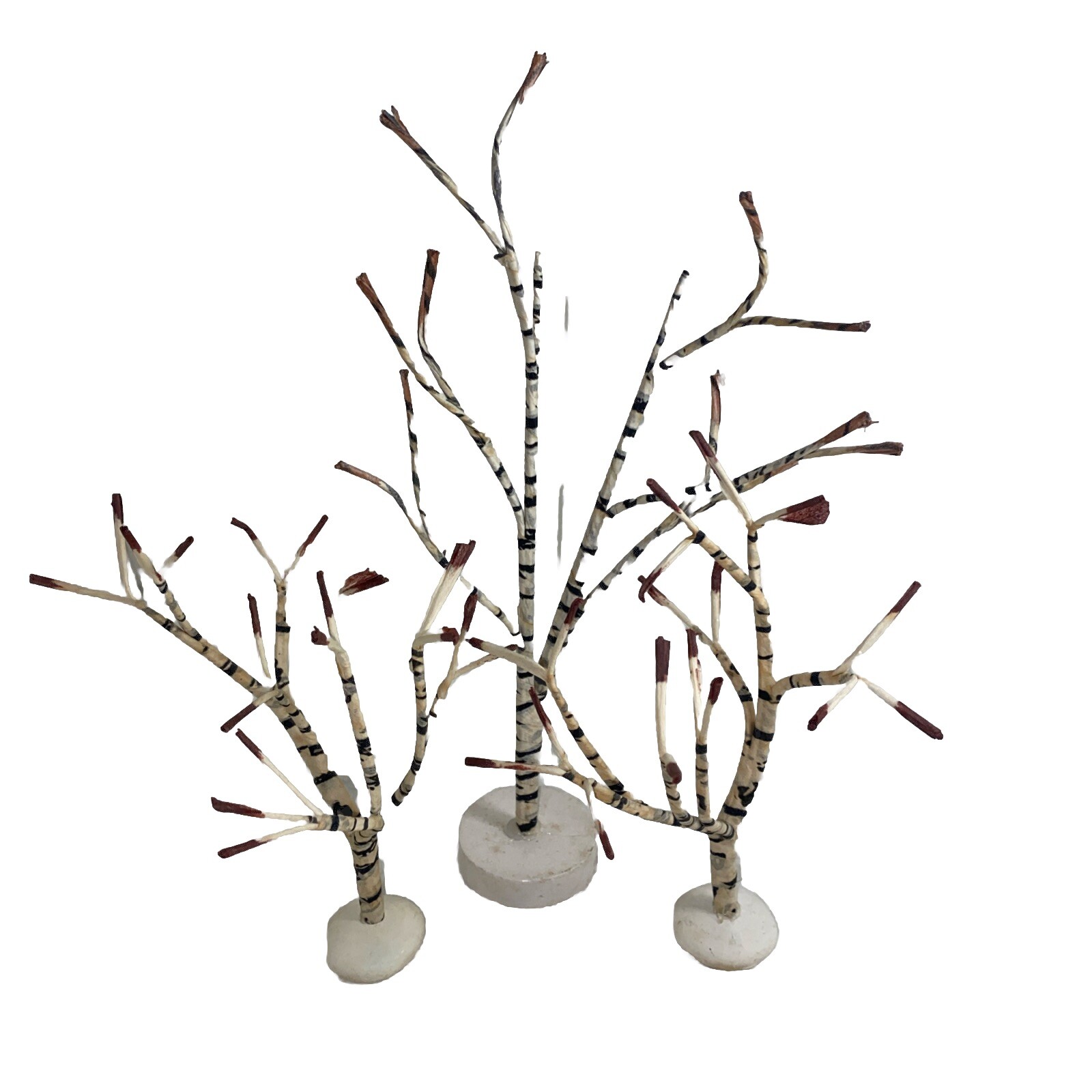 Lemax Christmas Village 2 Bare Birch Trees 5” And One 8” Made In China 3 Total