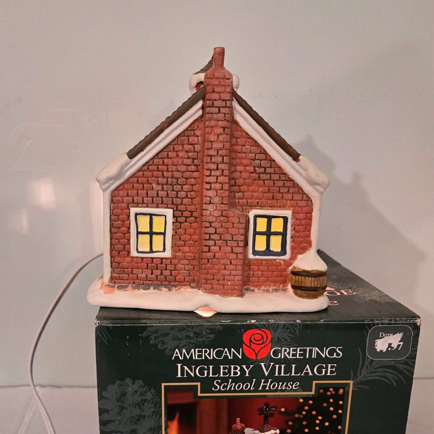 American Greetings Ingleby Village School House Porcelain Lighted Christmas