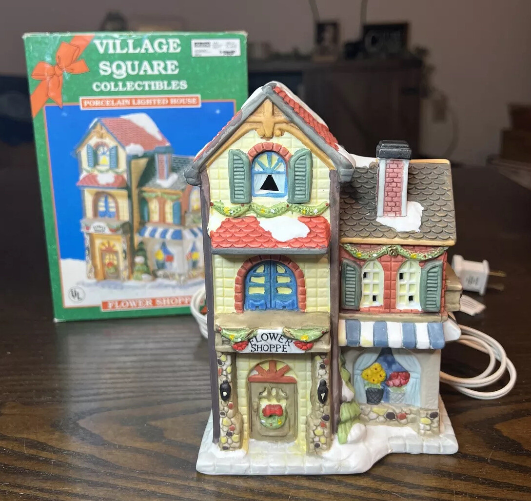 Caldor Village Square Collectibles Porcelain “Flower Shoppe” with Original Box