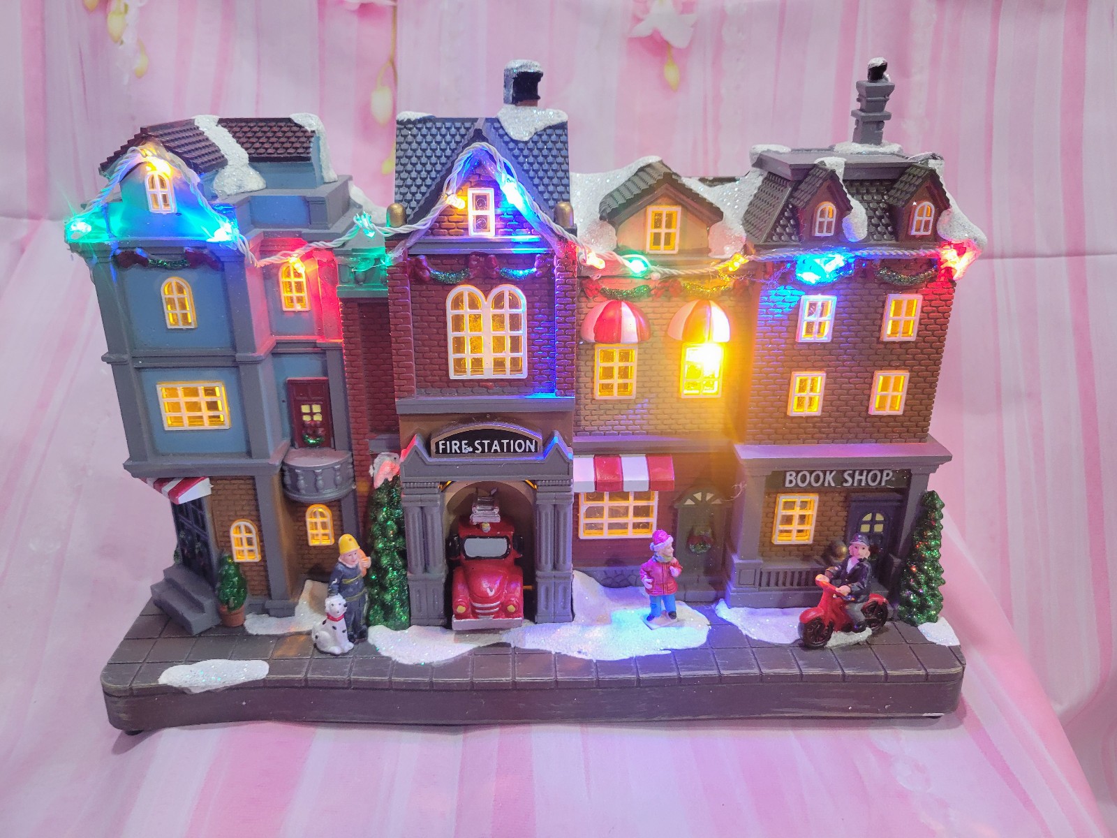 Moments in Time Nature’s Mark Hotel Christmas Village Town LED Lights and Music