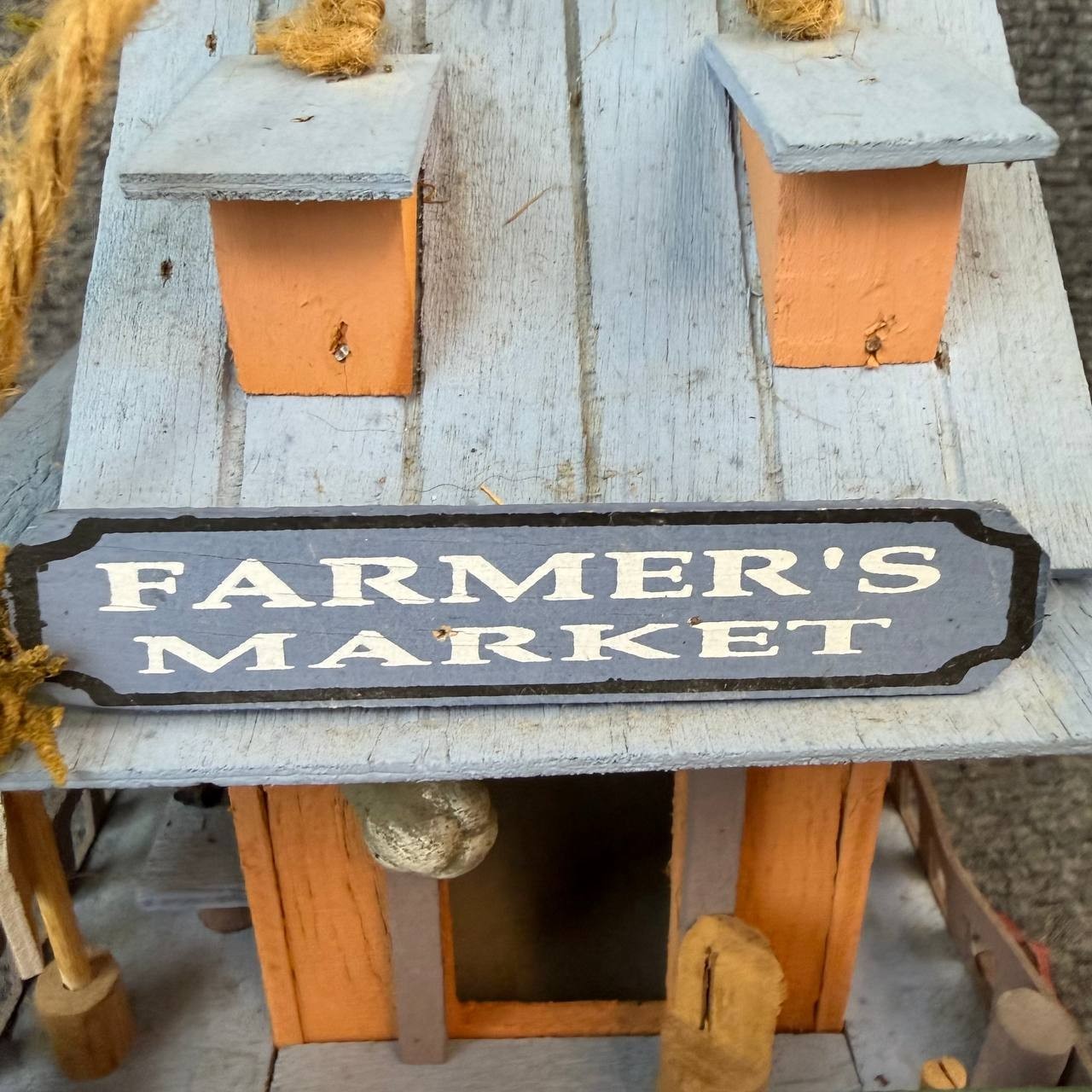 Vintage Wooden Market House Decor Farm Stand Rustic Display