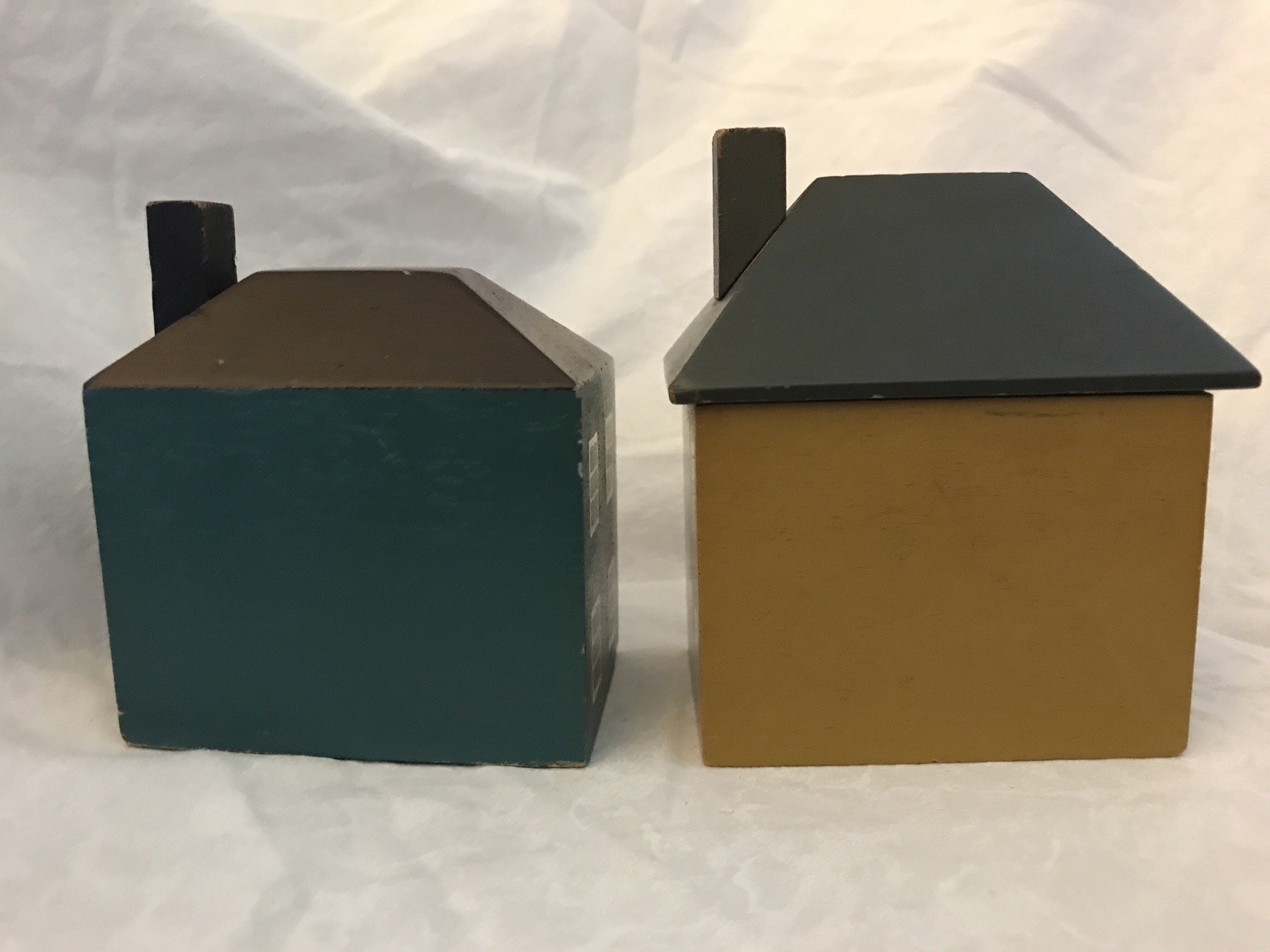 Wood Block Buildings + Shelf Sitters Lot 9 Primitive Hand-Painted Village Rustic