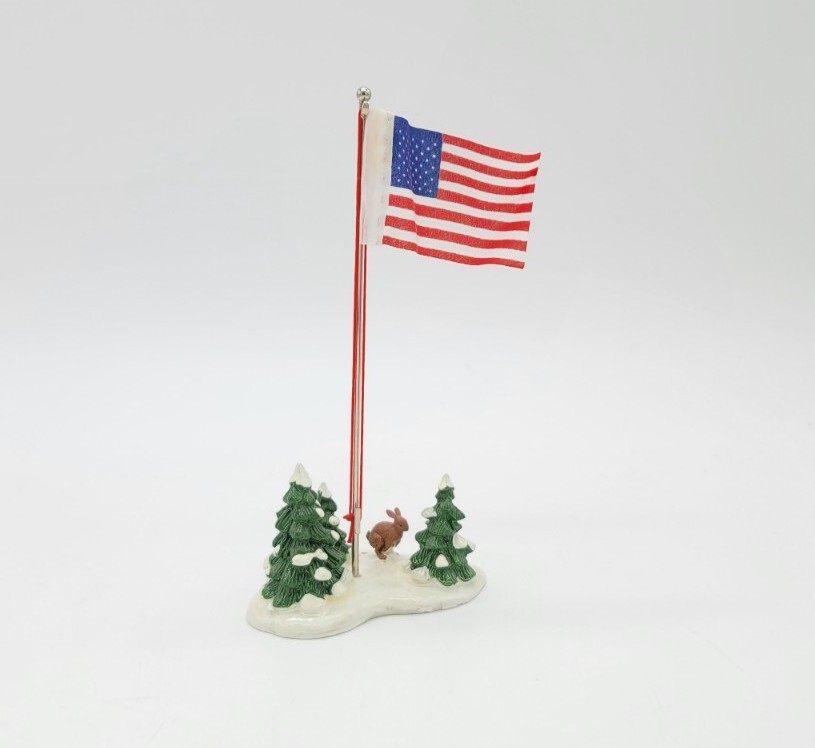 DEPT 56 Flagpole with American Flag #5177-2 Village Flag Pole