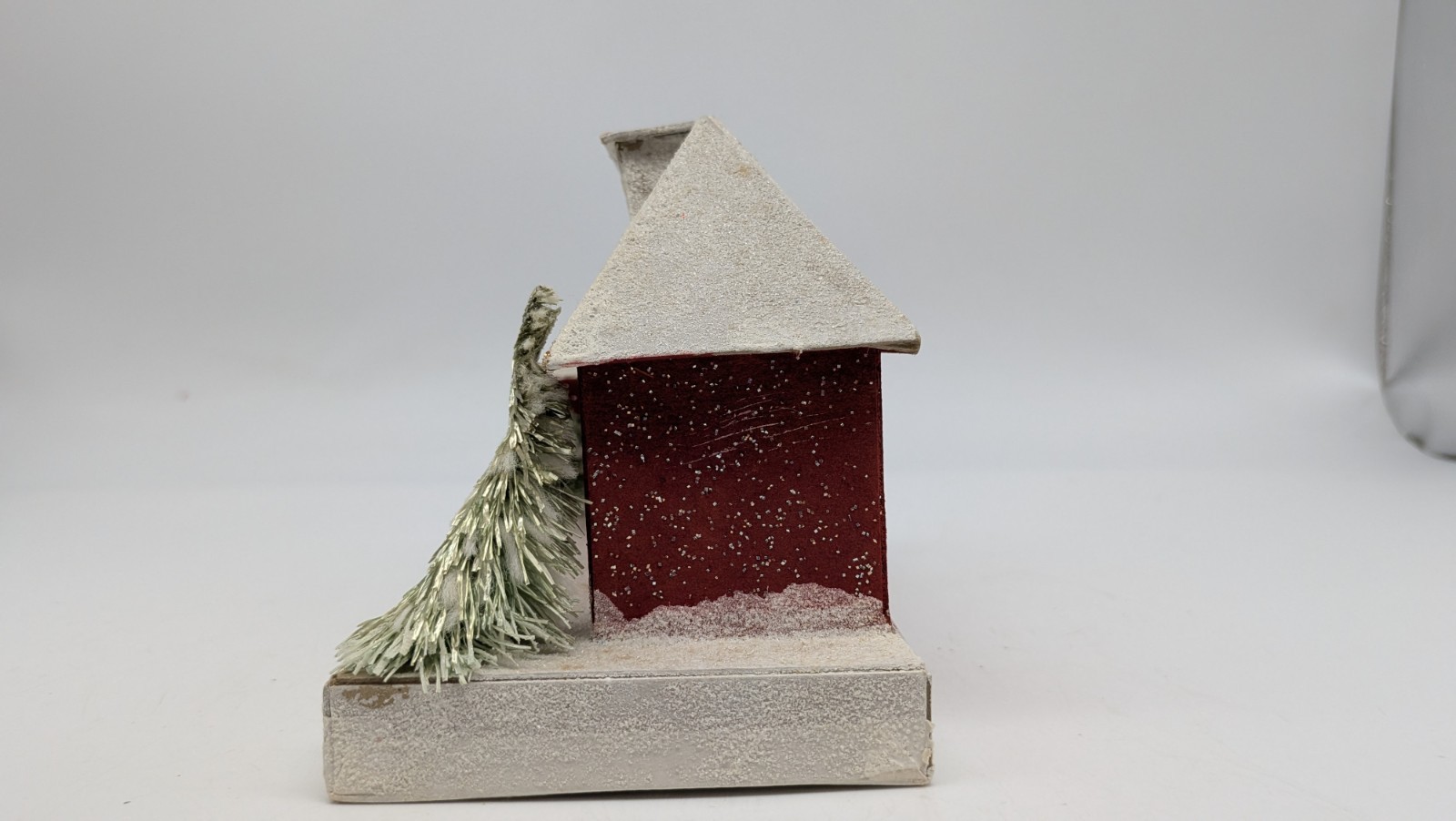 Vintage Medium Christmas Putz Village House Japan Mica Red Gold