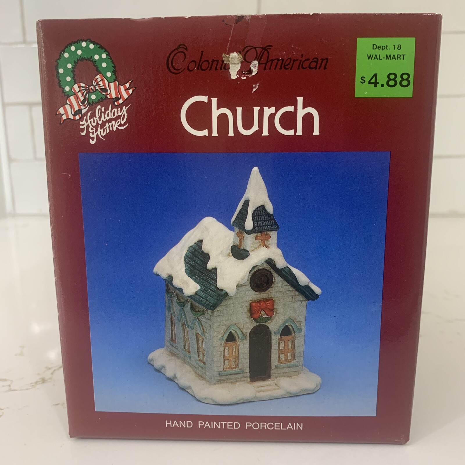 Vintage Holiday Home Colonial American Porcelain Church Christmas Village Taiwan