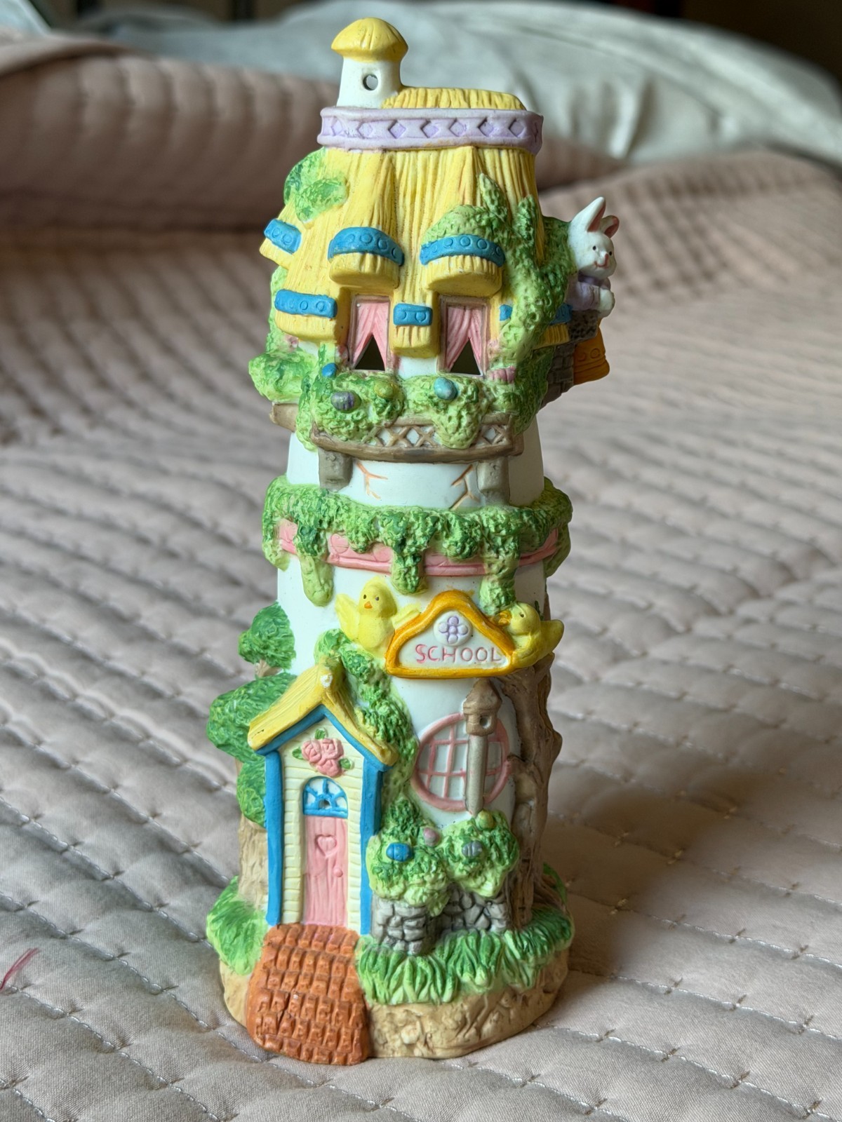 Easter village very tall school castle chicks rabbits on outside MAX2648
