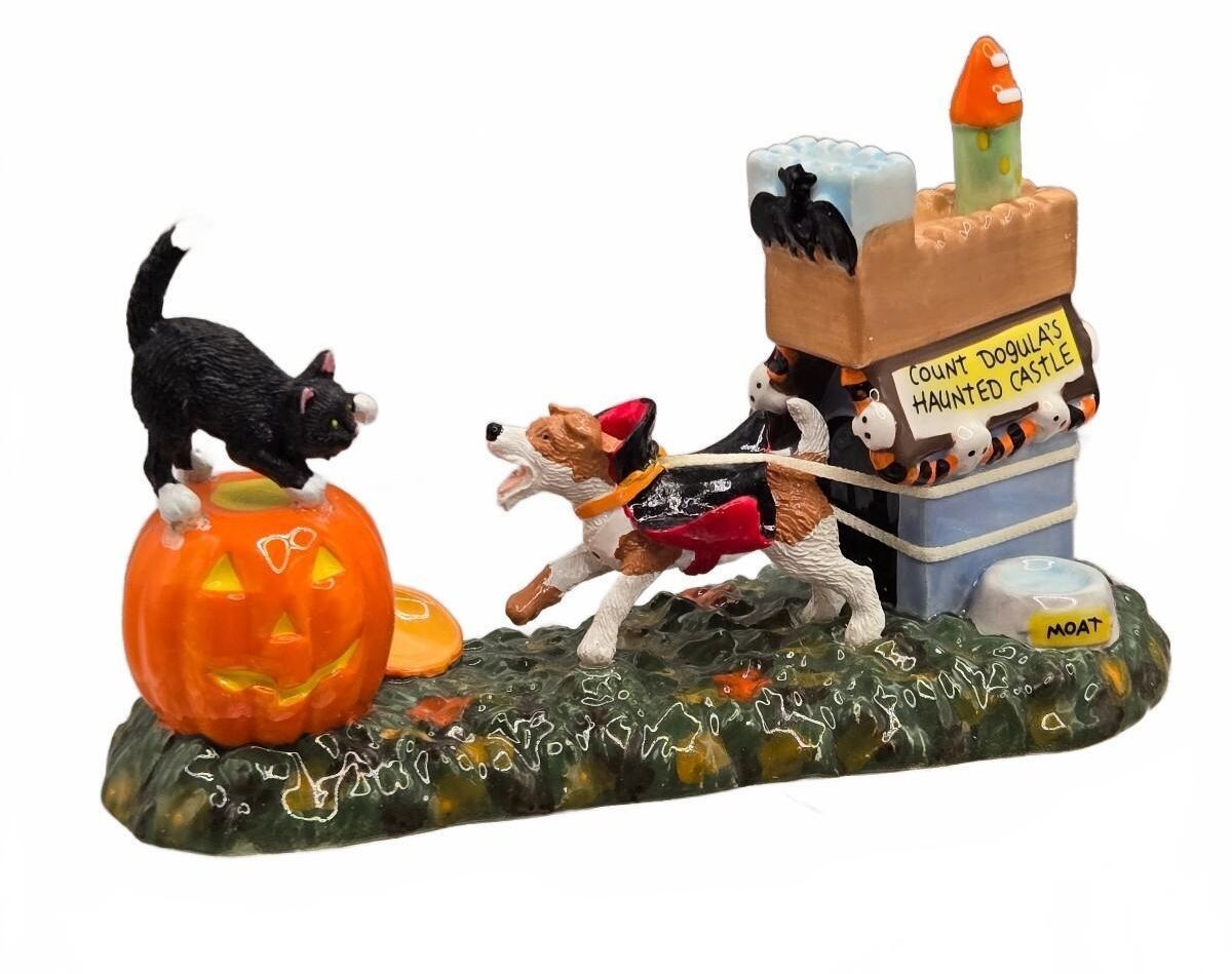 Dept 56 Count Dogula Halloween Dog & Cat Snow Village 2011 #4020239 Hallmark