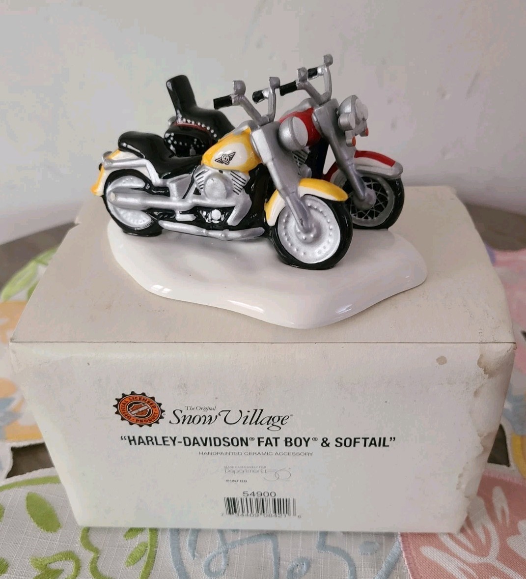 Dept 56 Snow Village Harley Davidson Fat Boy and Softail 54900