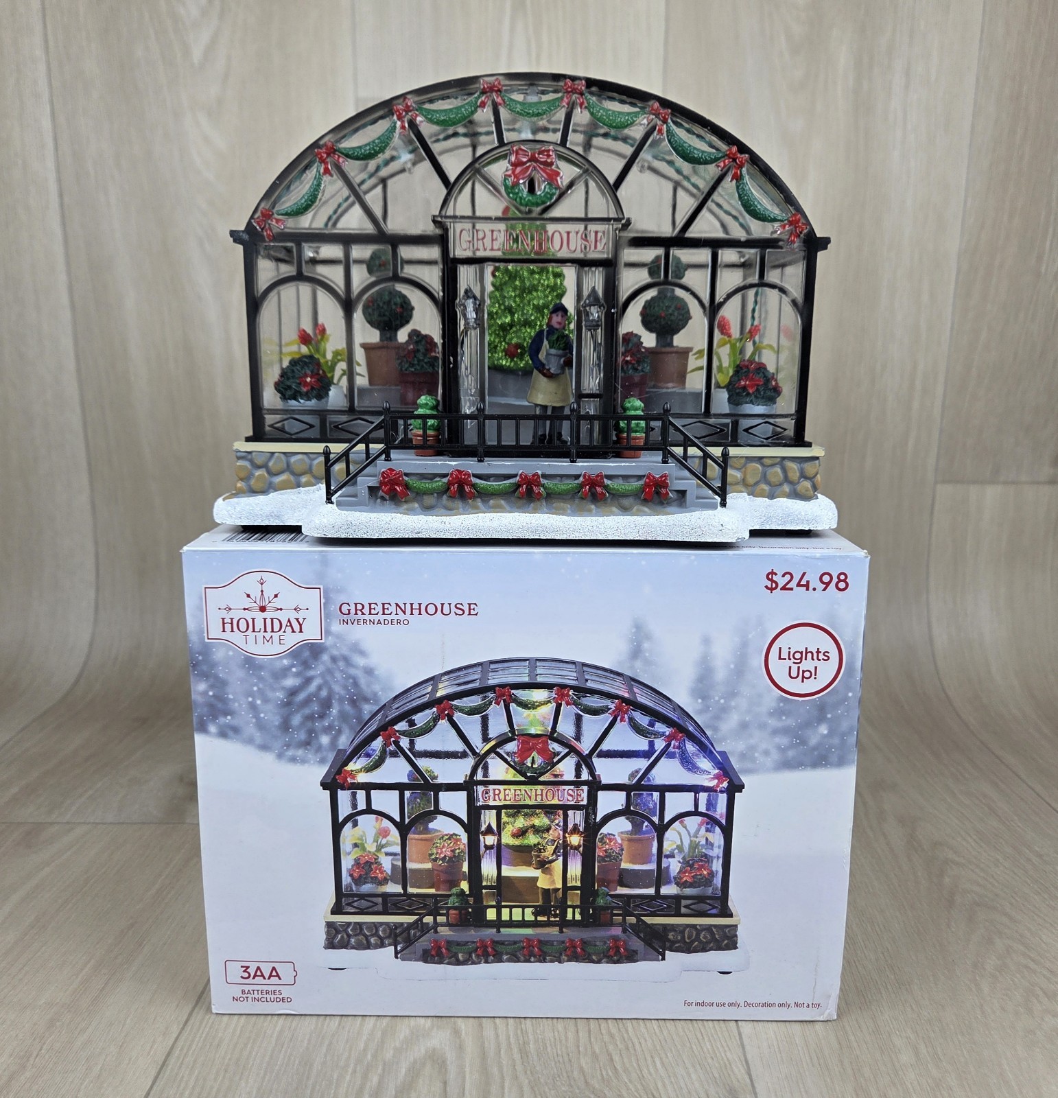 Holiday Time Greenhouse Christmas Village LIGHTS UP Festival 2022 Xmas House