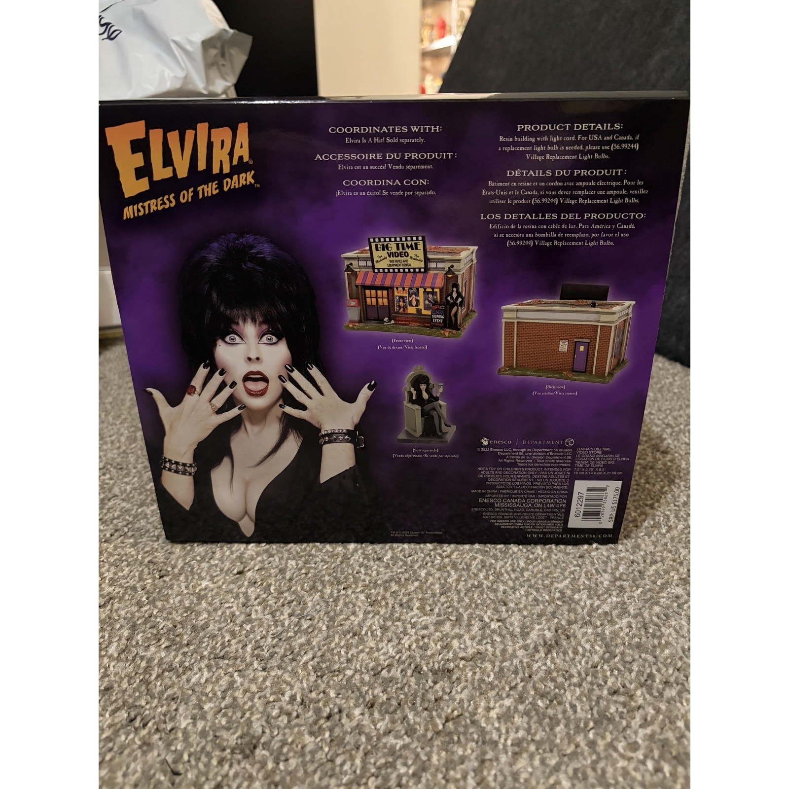 New with Box Dept 56 Elvira Mistress Dark Big Time Video Store Light Village