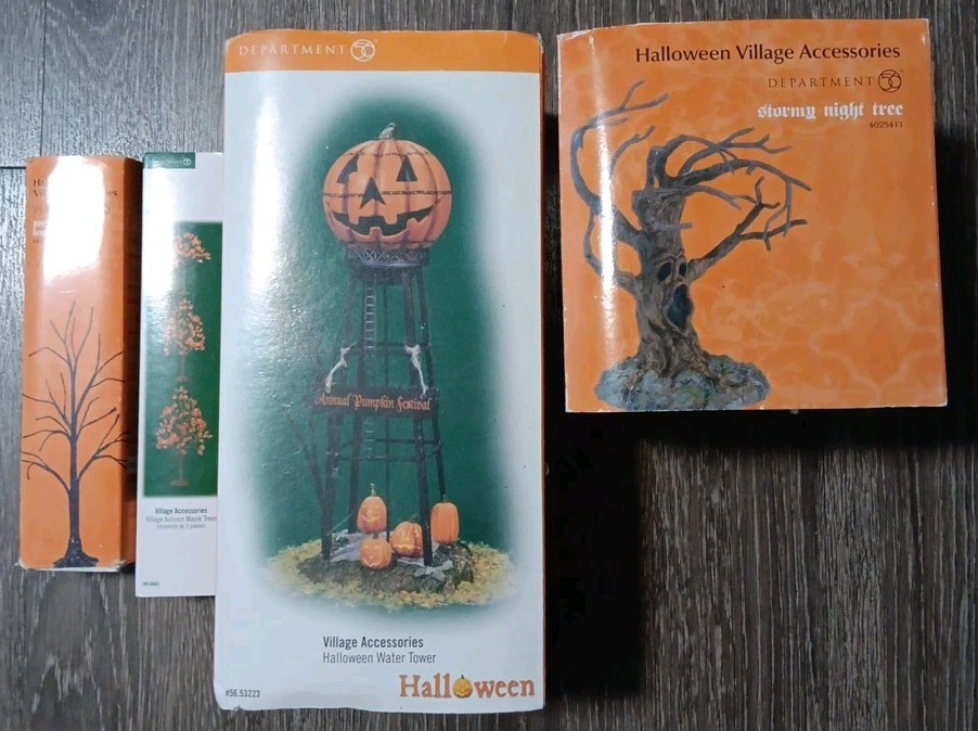 Dept 56 Halloween Water Tower Annual Pumpkin Festival Accessories Lot
