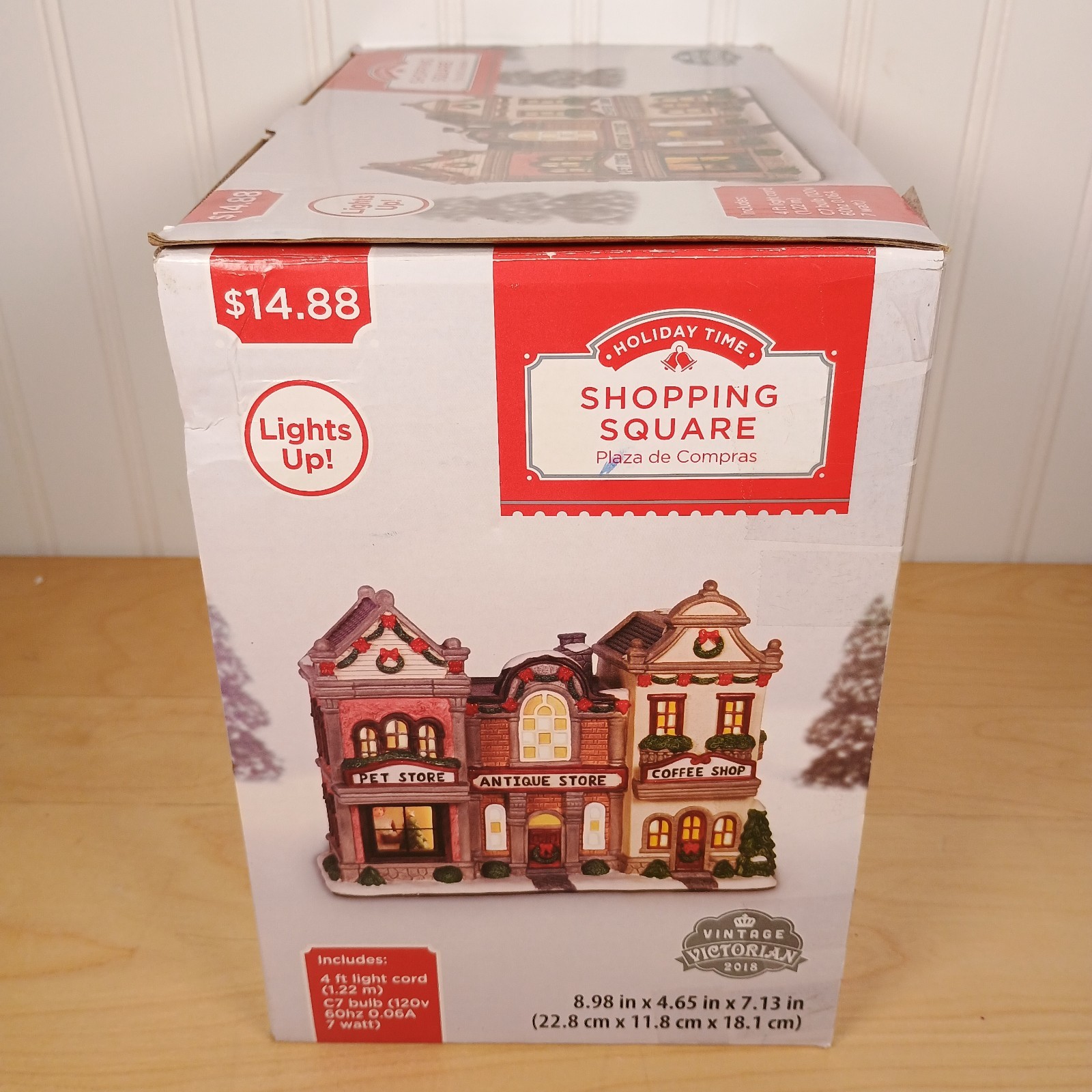 Holiday Time Shopping Square Lighted Pet Shop Antique Store Christmas Village
