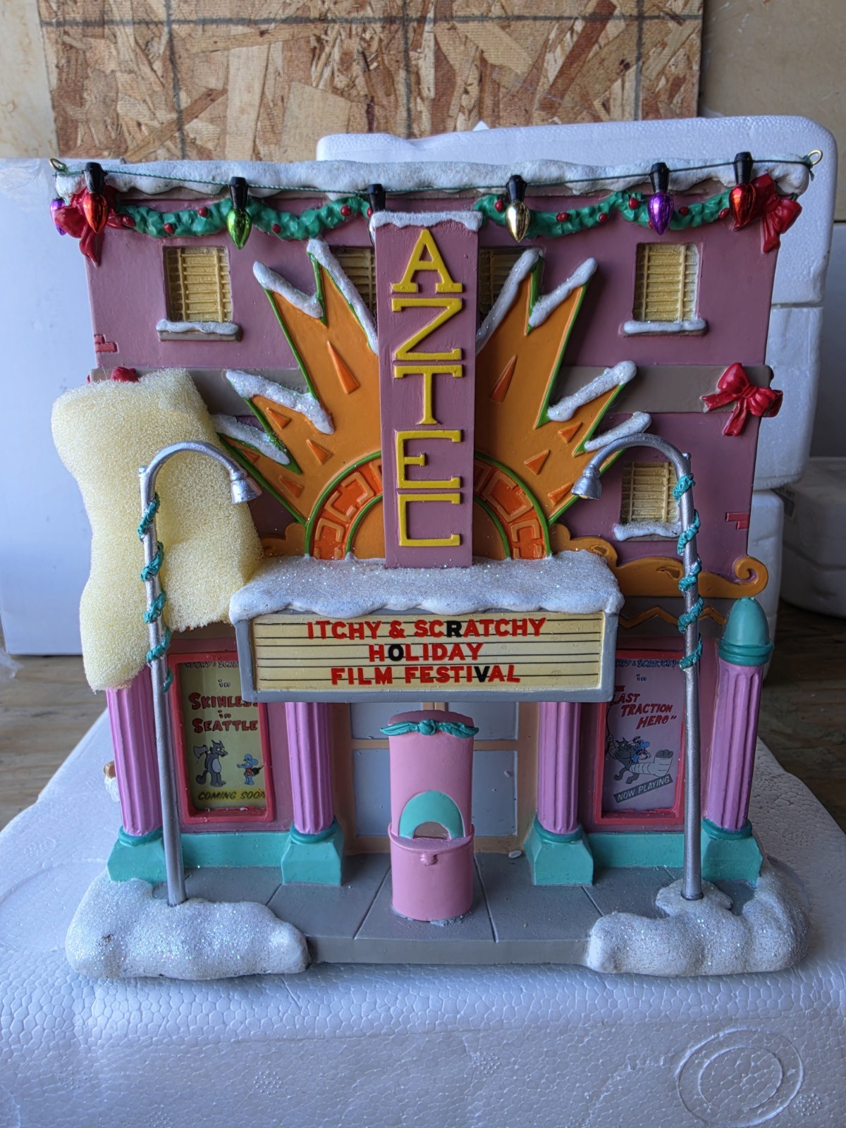 Simpsons Christmas Hawthorne Village “Aztec Movie House” COA