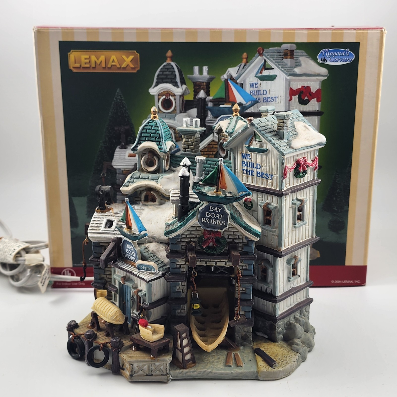 Lemax Christmas Bay Boat Works Village Collection Plymouth Corners Lighted 2003
