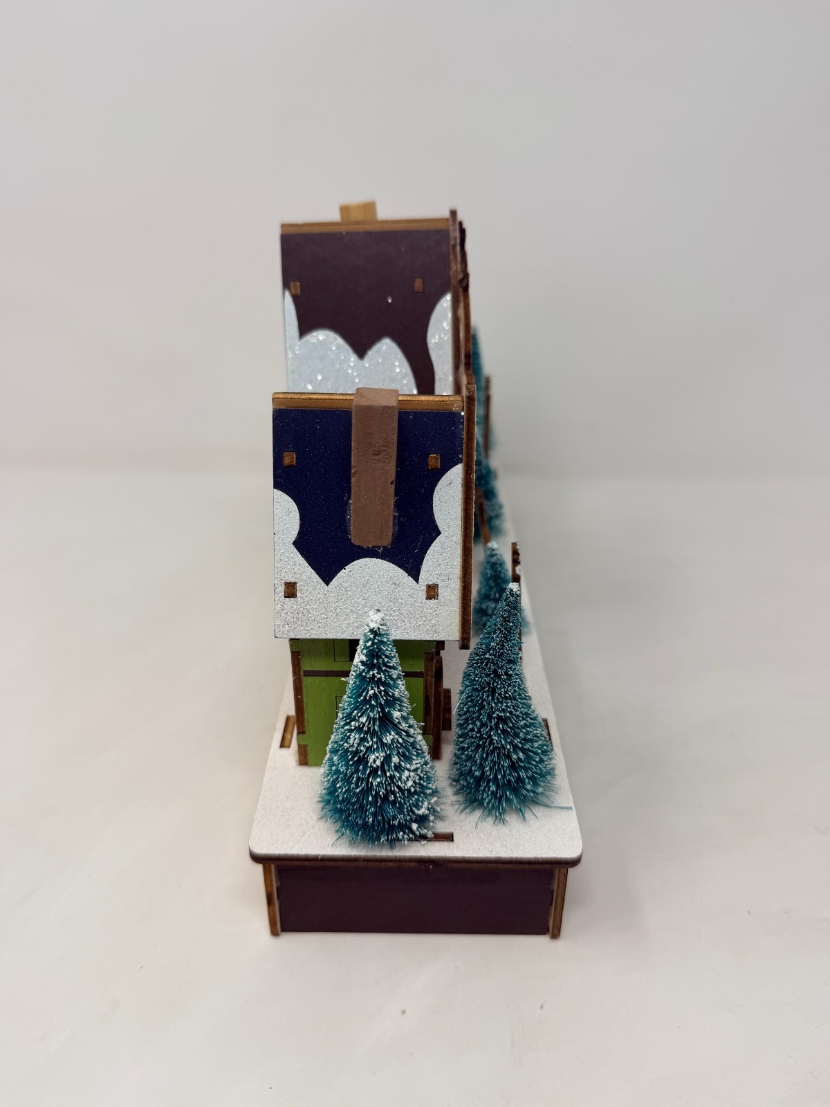 Laser Cut Wood LED Lighted Holiday Christmas Village w/Santa & Reindeers