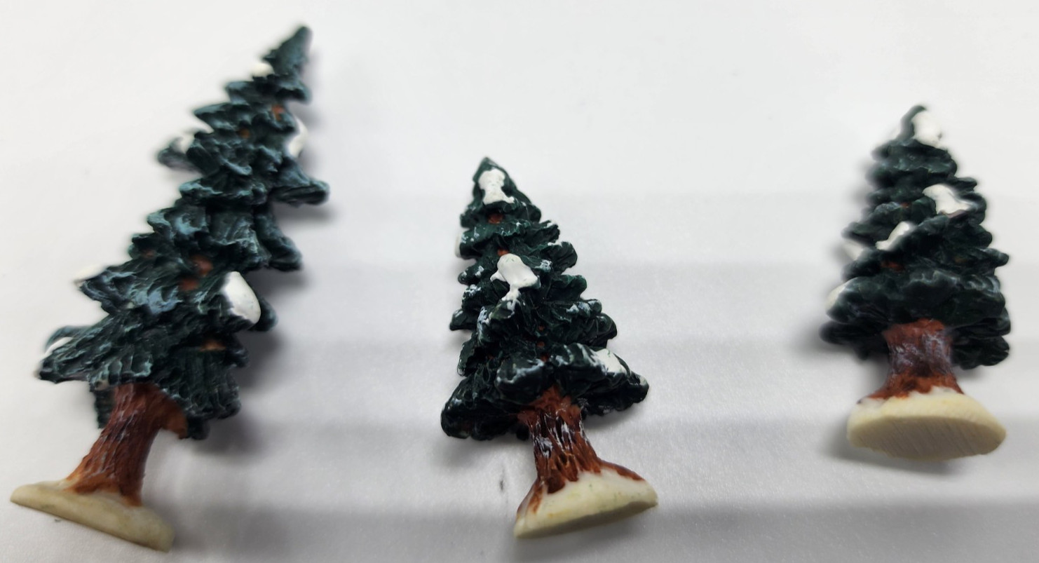 Ceramic Christmas Village Painted Multicolor Miniatures & Trees (Set of 12)
