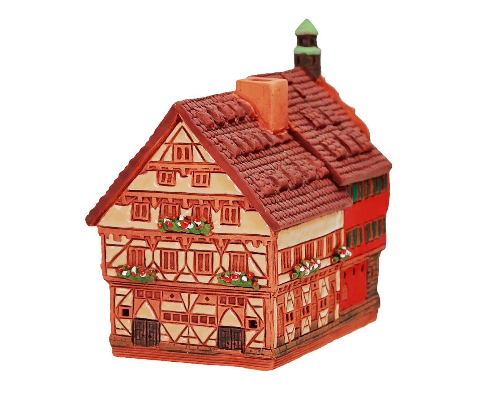 Ceramic Miniature House Cone Incense Burner Town Hall in Esslingen 11cm © Midene
