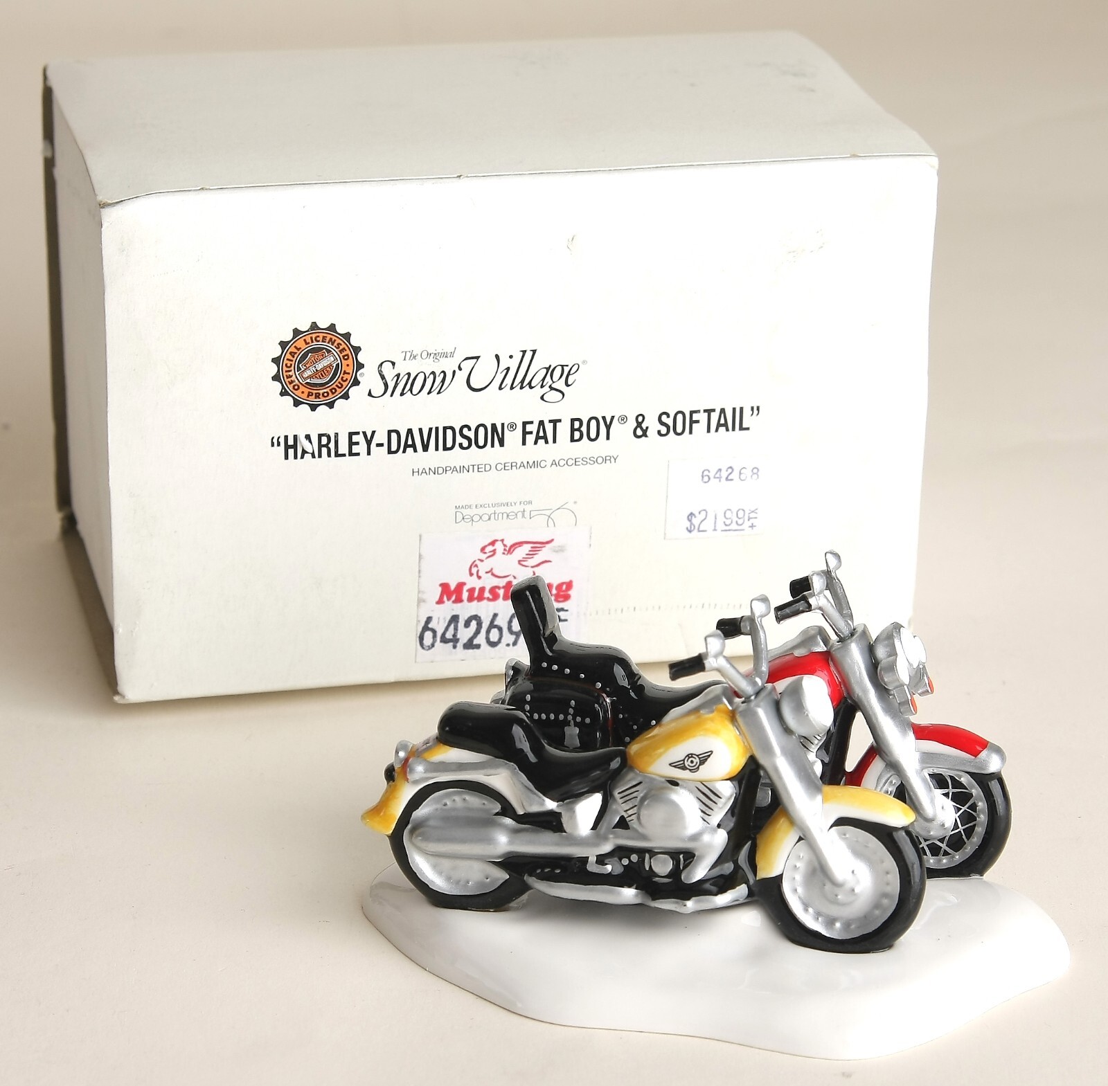 Harley Davidson FAT BOY & SOFTAIL #54900 Dept 56 Retired Christmas Village