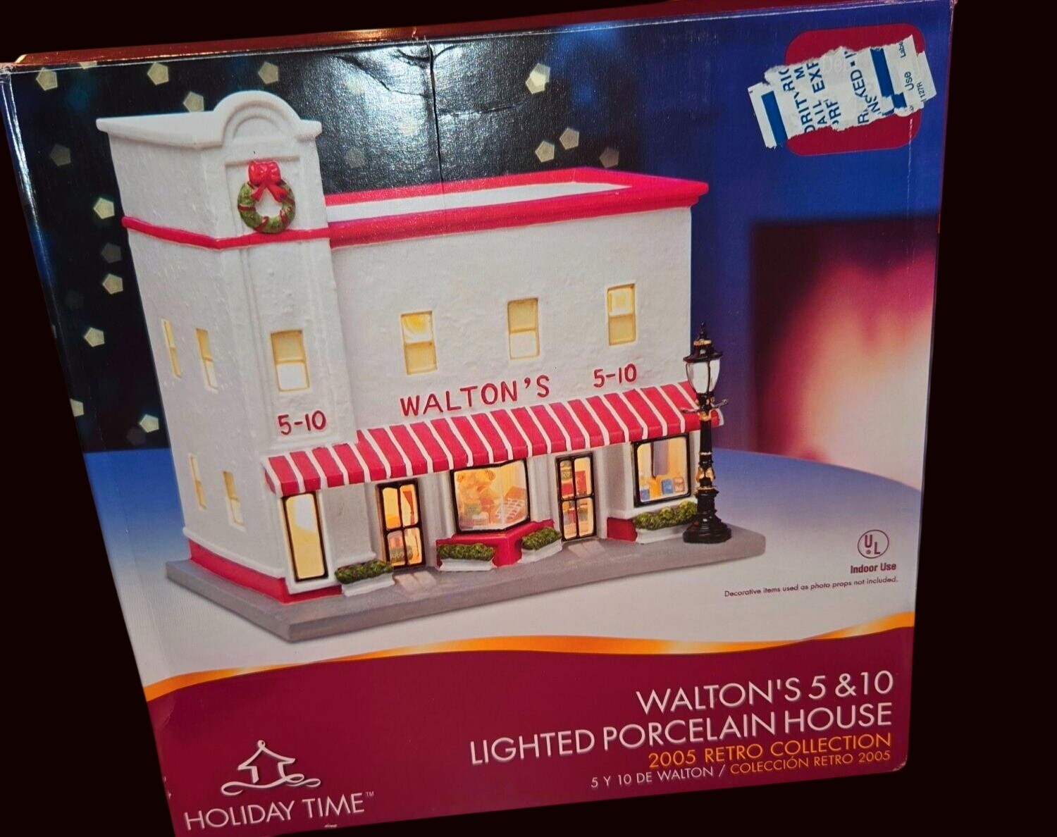 Holiday Time Waltons 5 & 10 Lighted Porcelain House 2005 Retro Collection Indoor