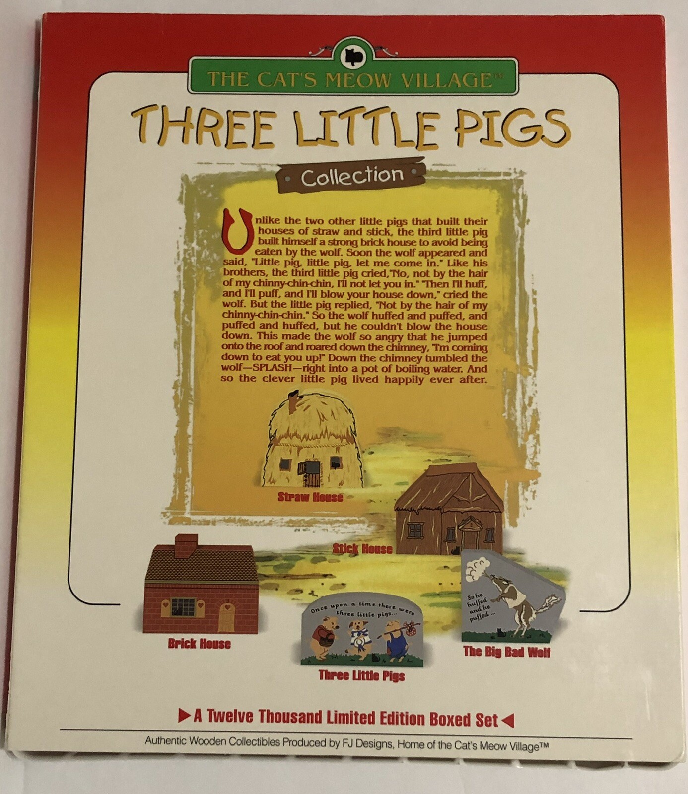 Cats Meow Three Little Pigs Shelf Sitters Faline Nursery Rhyme Wood