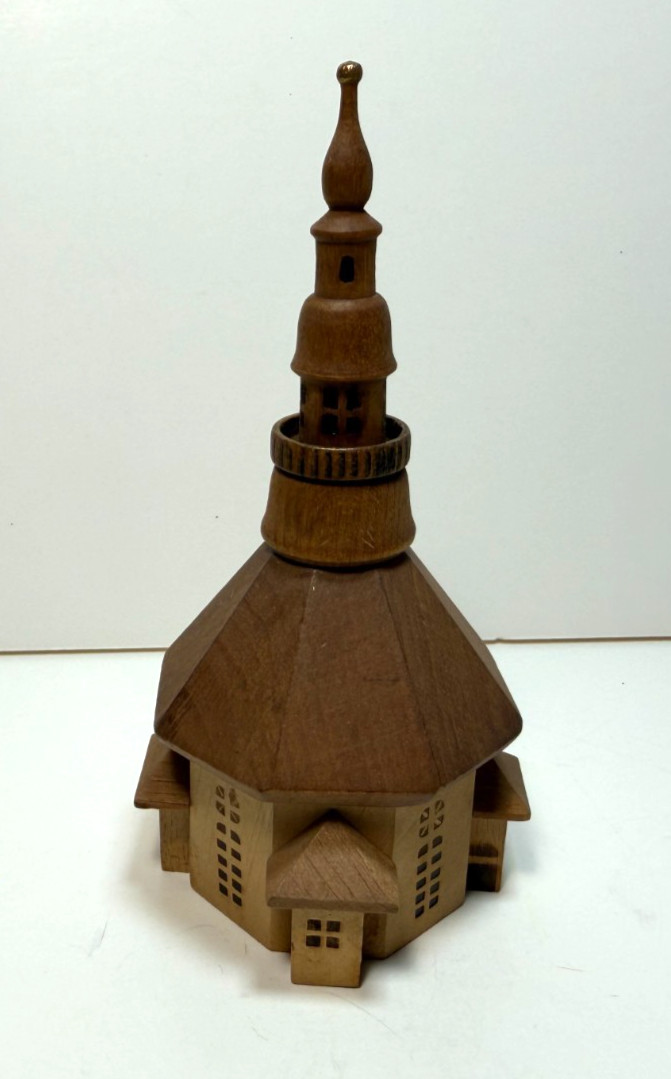 Vintage Miniature Erzgebirge Wooden Church Decoration Christmas East Germany