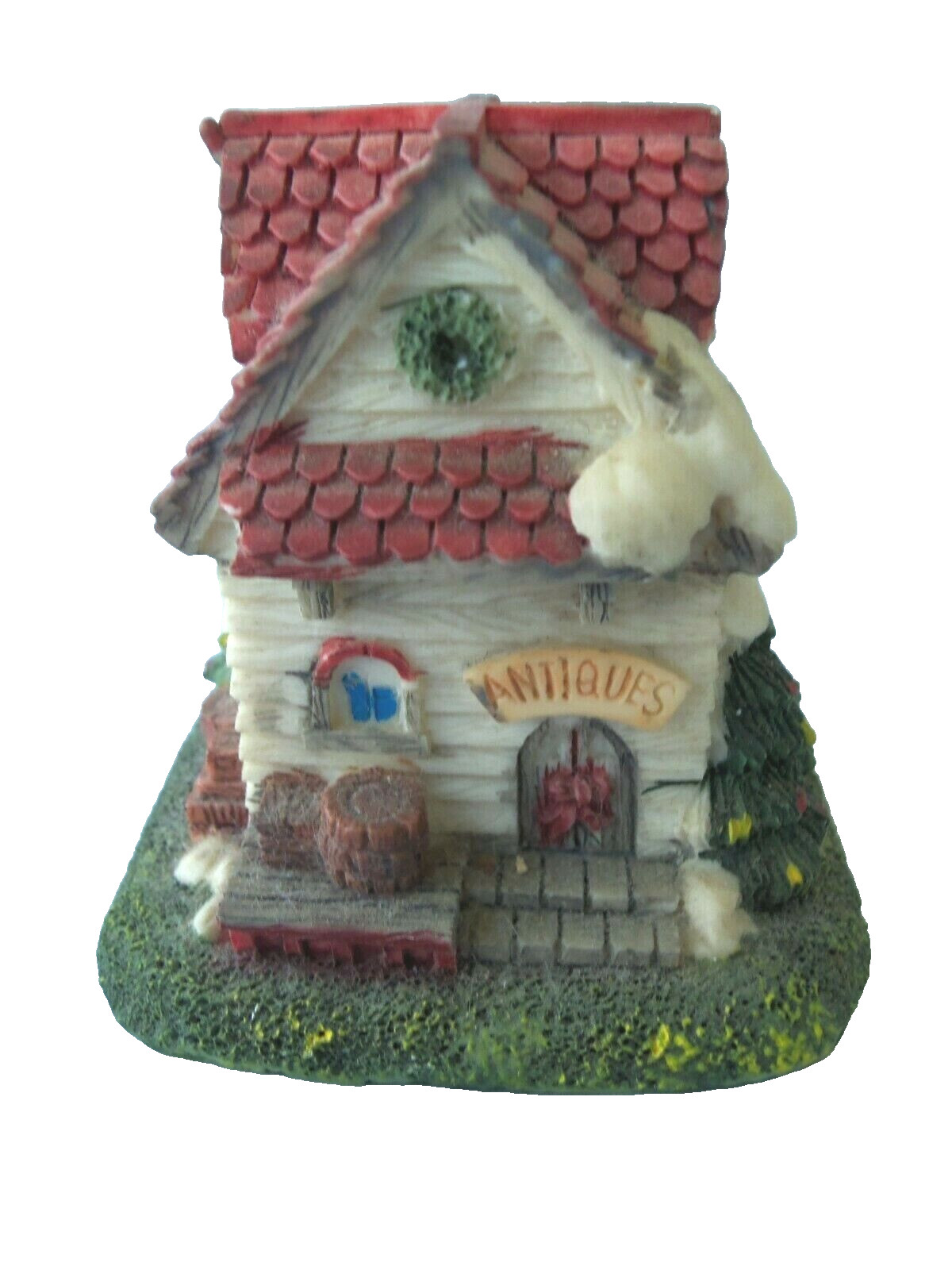 Vtg Christmas Village Antiques Store Christmas Building! 3″ TALL! TAIWAN!
