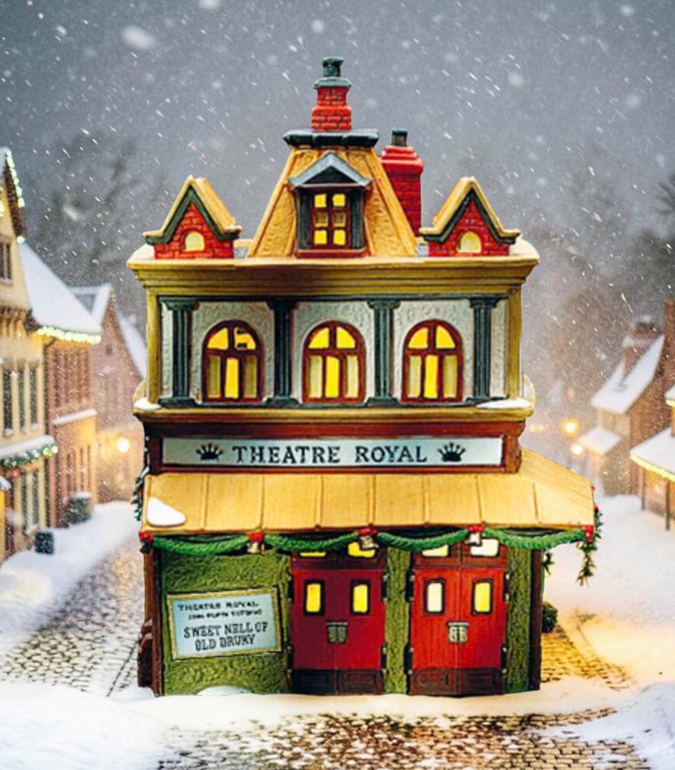 Vintage Dept 56 Dickens’ Village “Theatre Royal” Lighted Porcelain Handpainted