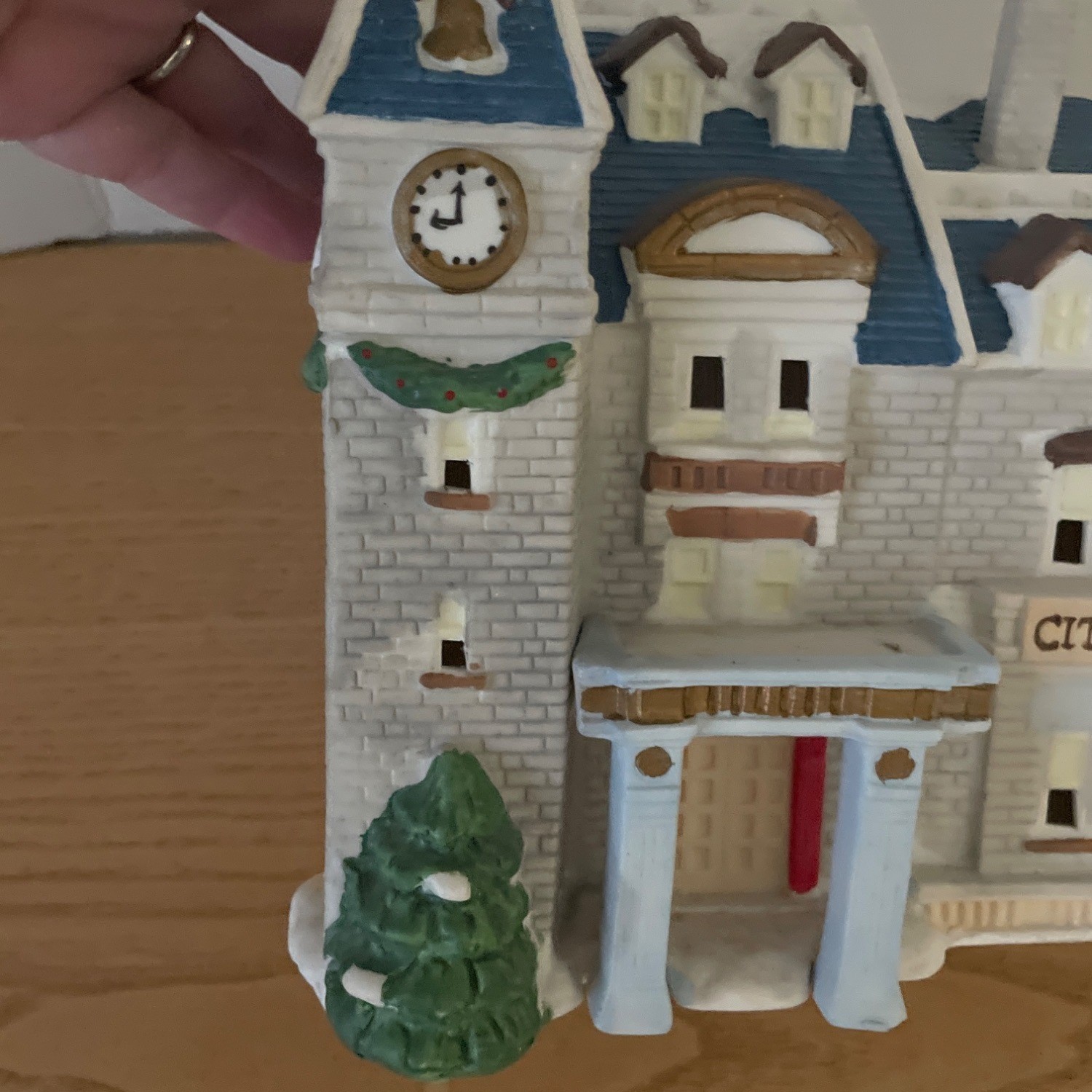 Vtg Lemax City Hall Lighted Christmas Village House Hand-Painted Caldor Taiwan