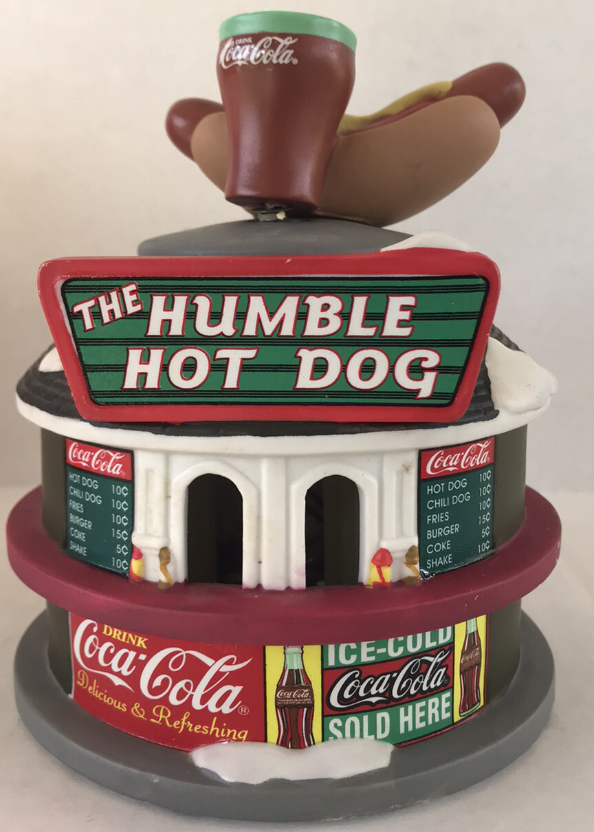 Vintage Coca Christmas Village Humble Hot Dog Stand Lighted Ceramic Building