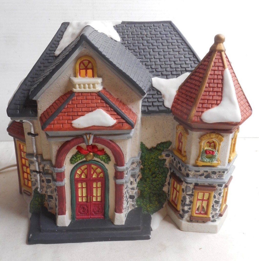 Dickens Collectibles 1997 Village Stone House Lighted 8″ Long x 6″ Wide x 7″ H