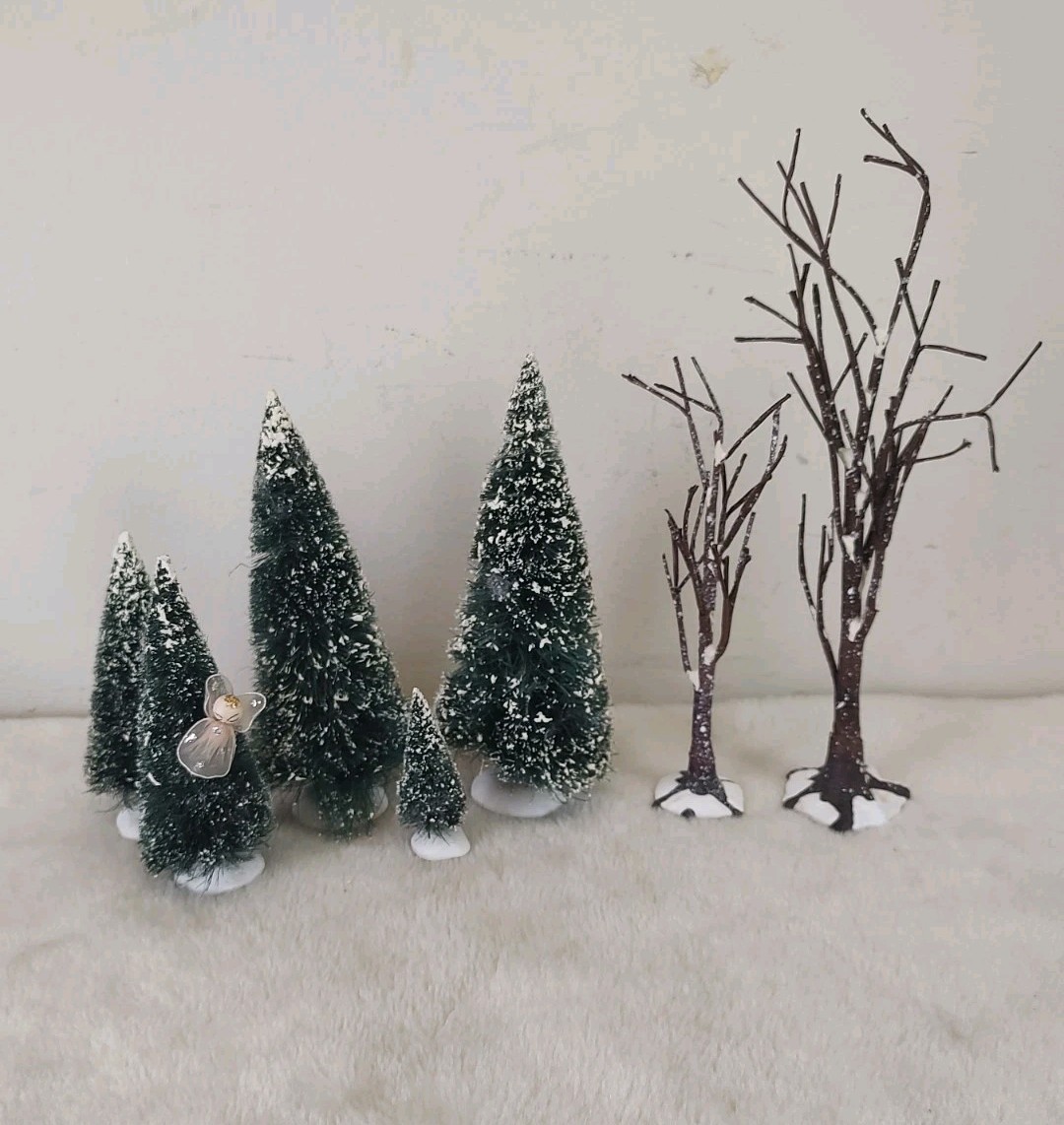 Dept 56 Christmas Village Accessories Birch TREES Christmas Brush Trees (7)