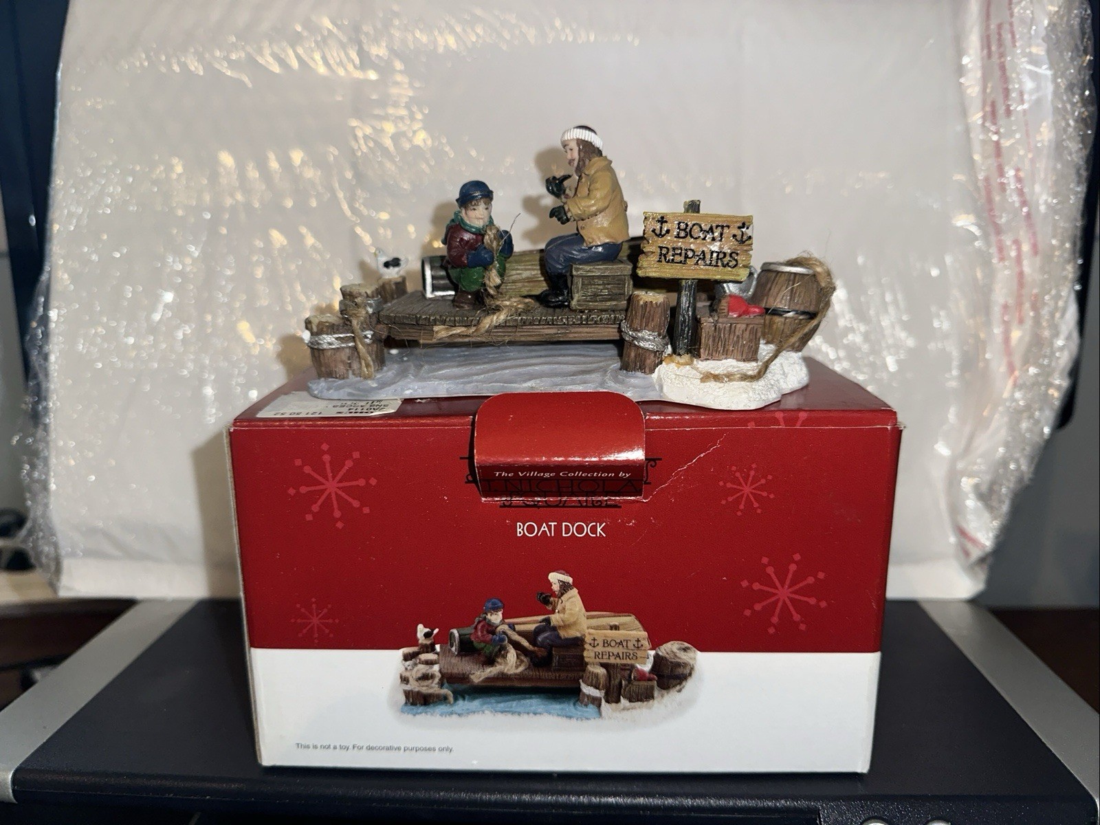 St. Nicholas Square Accessory “Boat Repair Dock” Fisherman & Boy – Village Coll.