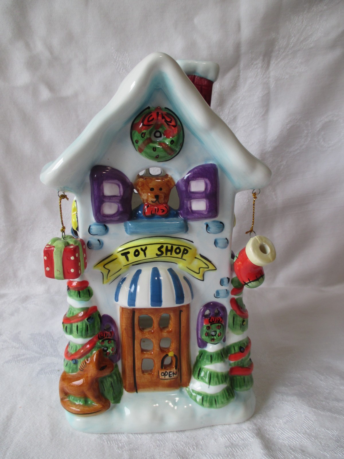 Elements TOY SHOP Christmas Tea-Light CANDLE HOLDER~Holiday Village~Ceramic