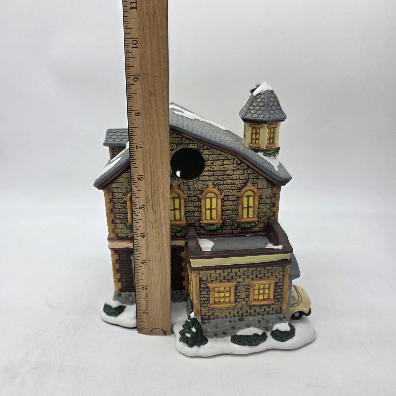 Unmarked Lighted U.S. Post Office Village House Brown Brick Christmas NO BOX