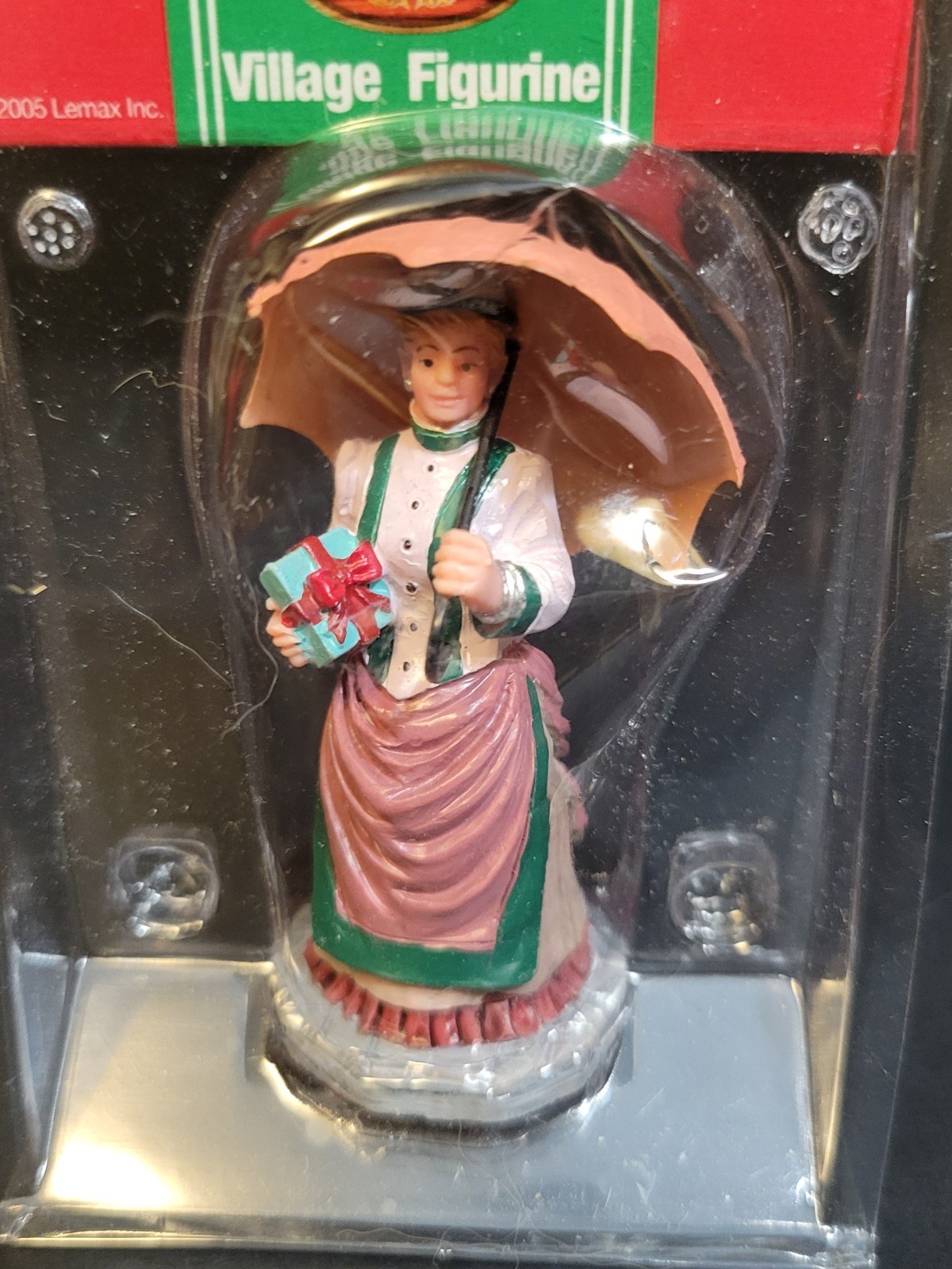 Lemax Christmas Village Town Snowy Stroll 52059 Victorian Woman Pink Umbrella