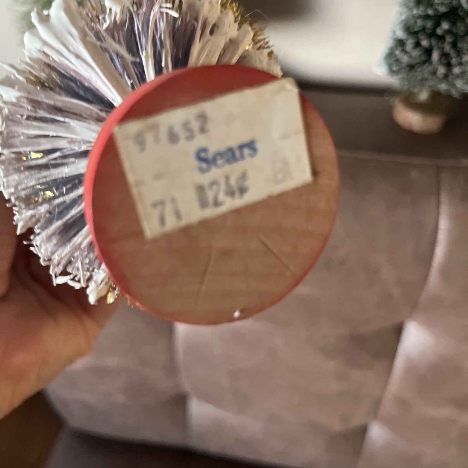 Six Vintage Taiwan Bristle Brush Snow Pine Tree Lot Of Trees 5”-9.5” Christmas
