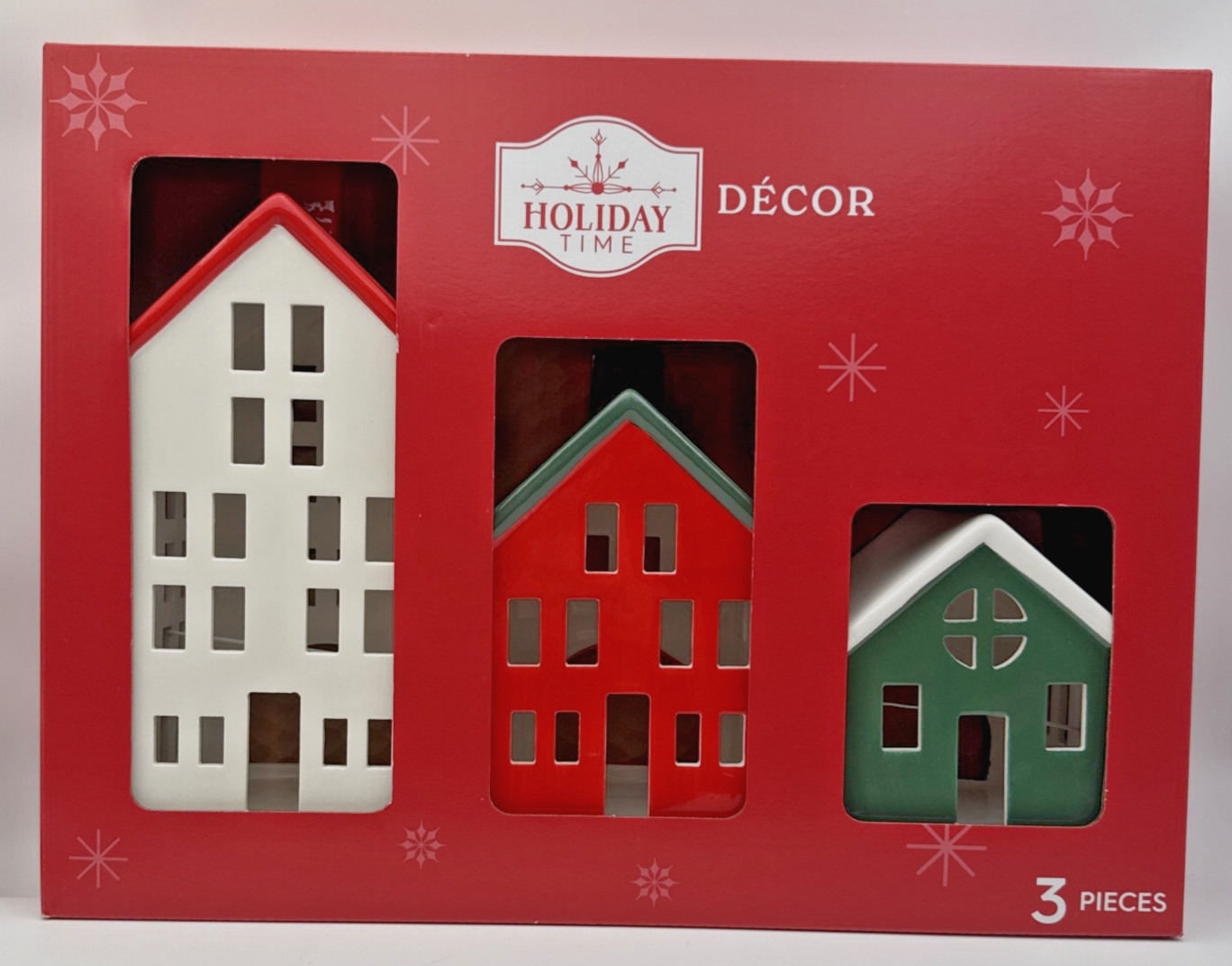 Holiday Time Décor Ceramic Christmas Village Houses (3-Piece Set) (2025) — NEW