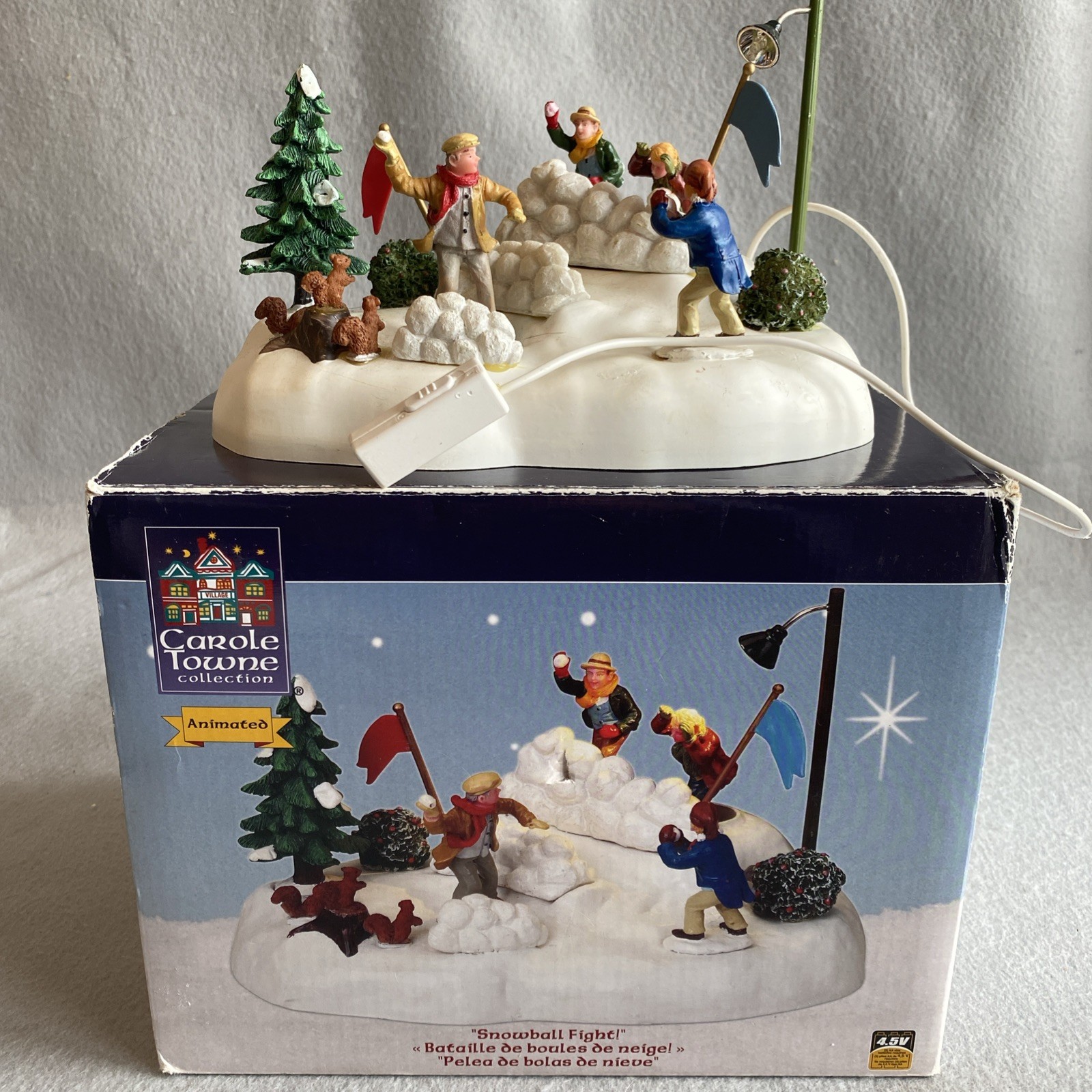 Lemax Carole Towne Snowball Fight! Lighted & Animated #84841 Missing Power Cord