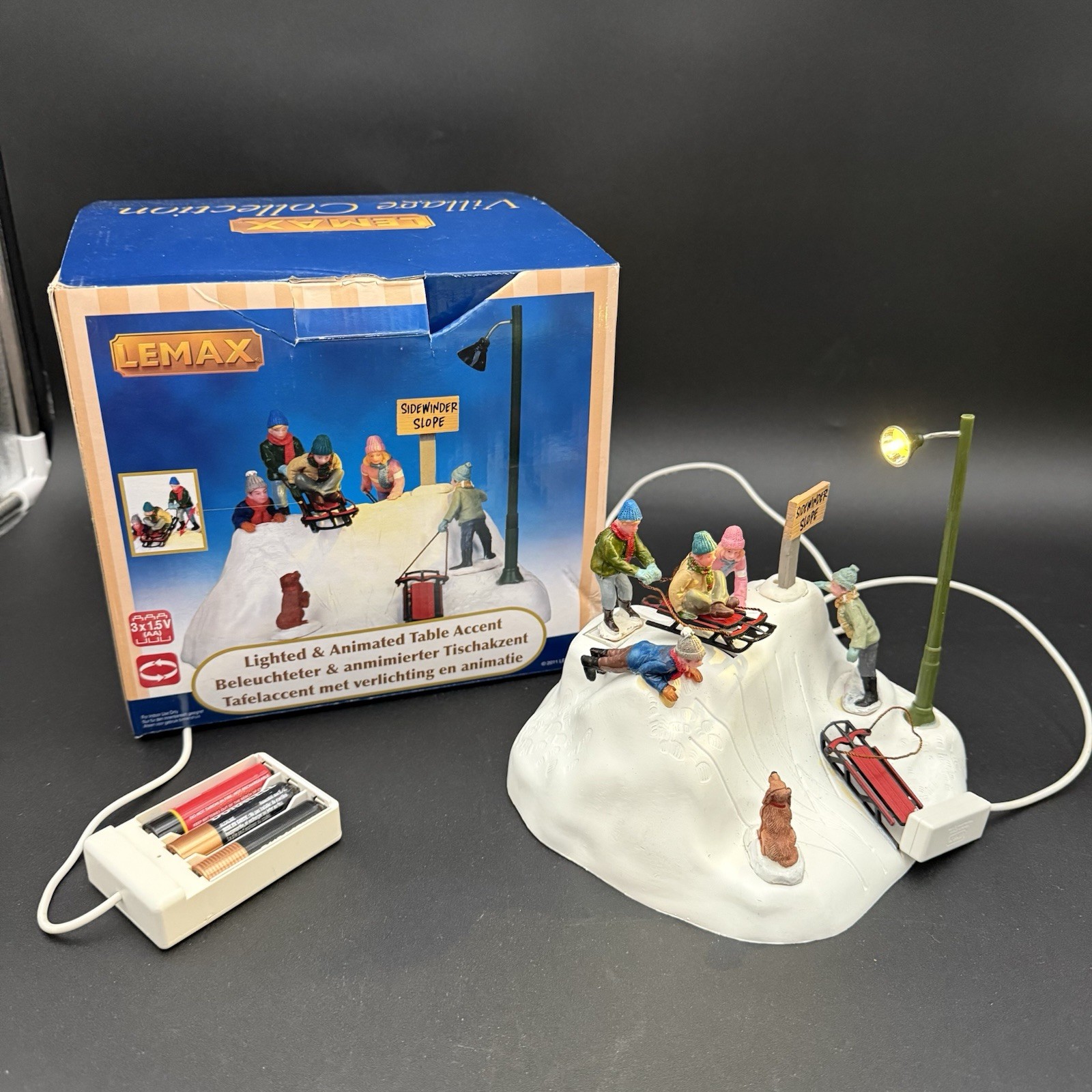 Lemax Christmas Village SIDEWINDER SLOPE Animated Table Accent #14330 W/box
