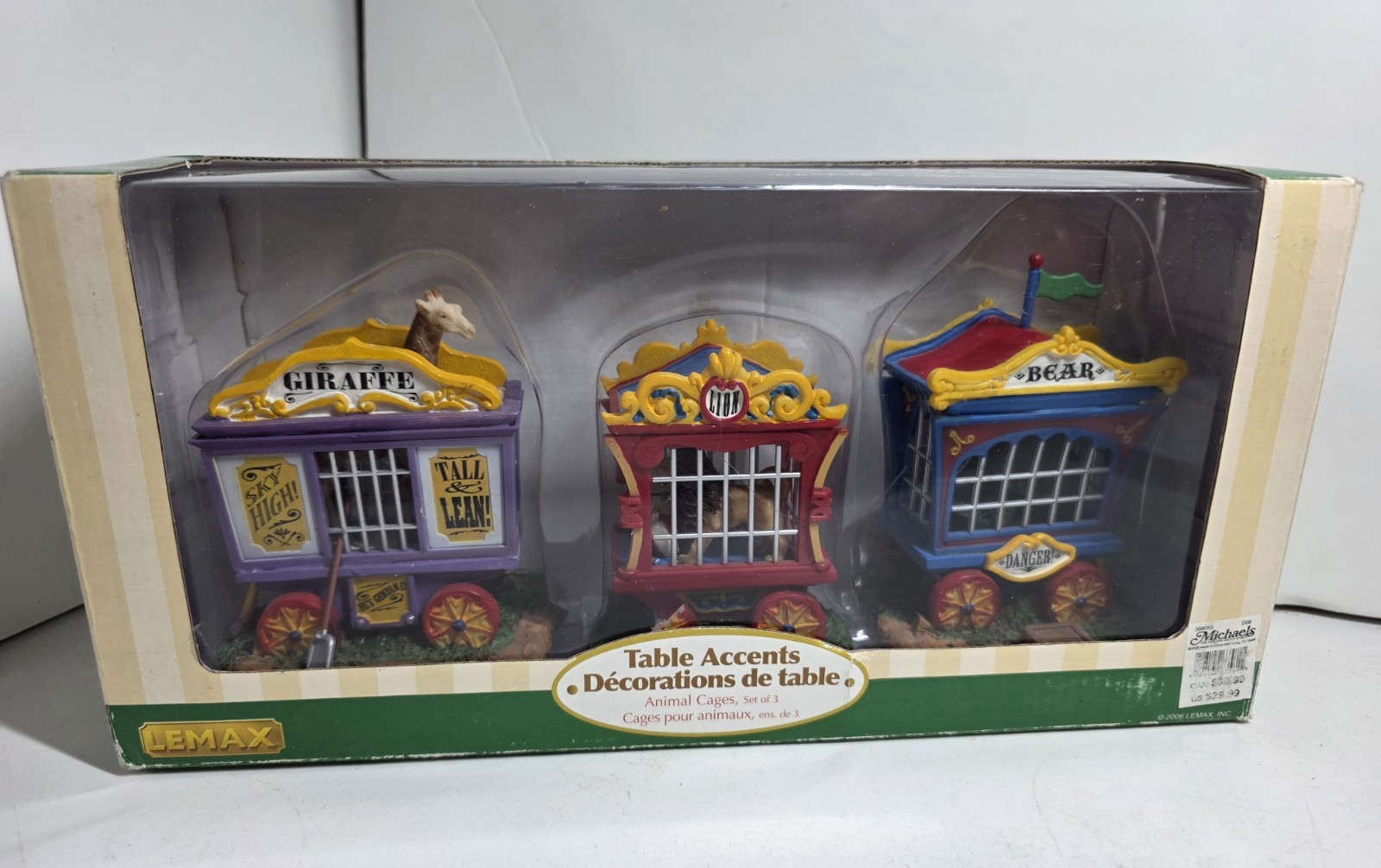 Vintage 2006 Lemax Village Collection Circus Animal Cages and Wagon Table Accent