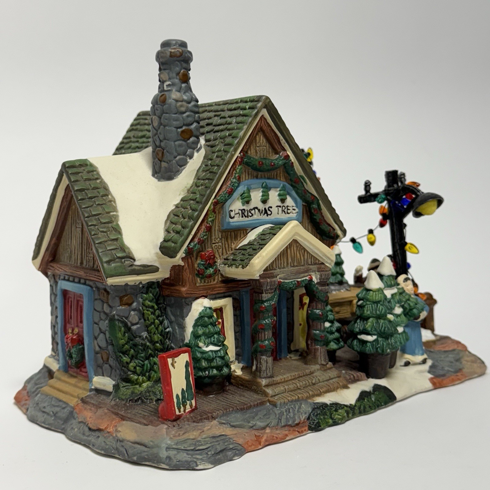 Christmas Streets Tree Seller’s House Lighted Village with Box Styrofoam READ