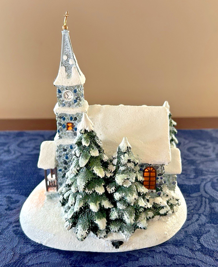 Thomas Kinkade Lighted Church “Sunday Evening Sleigh Ride” 2003 Christmas House