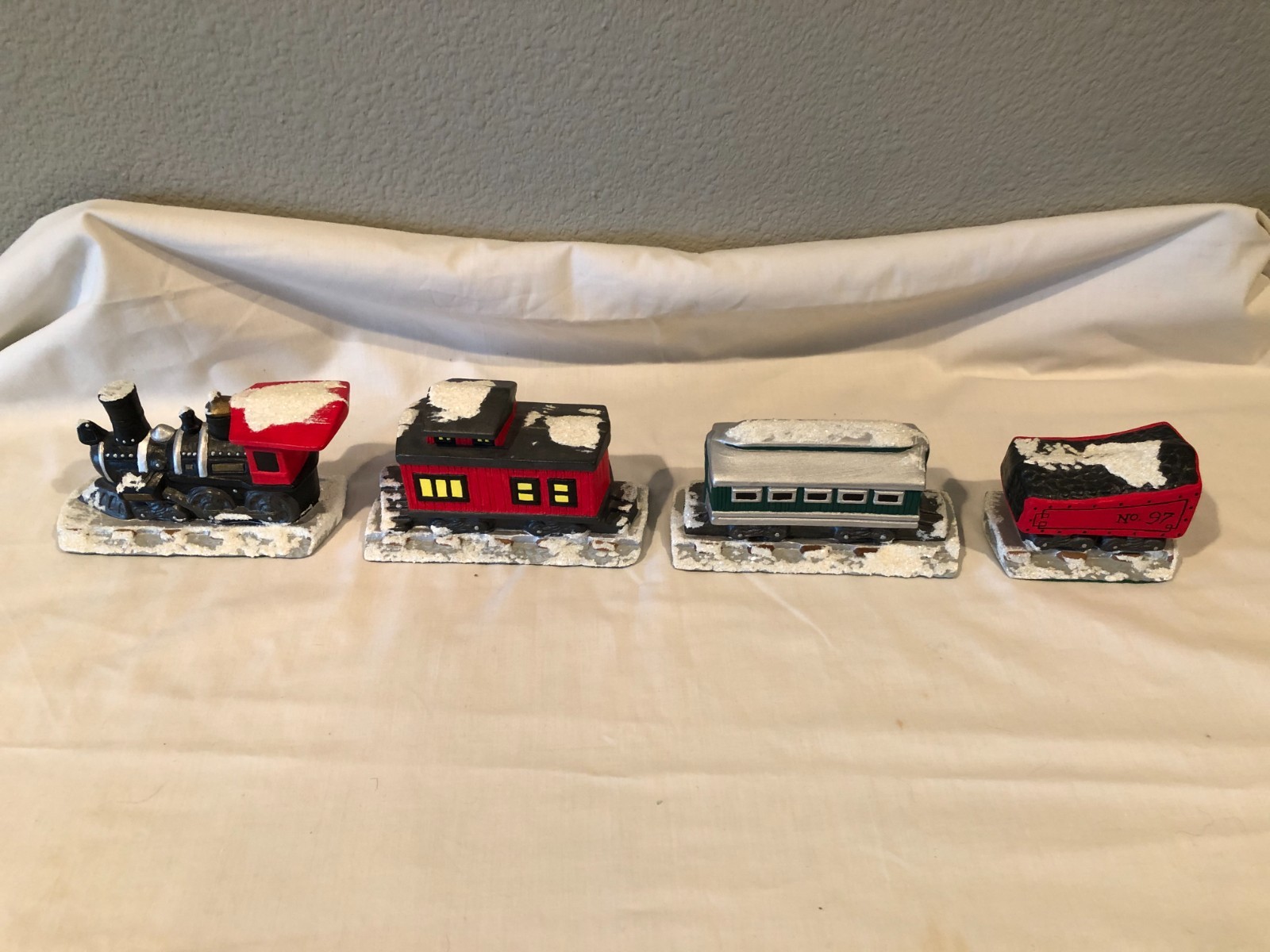 Christmas 4-piece Train Set and Conductor and RR Lights