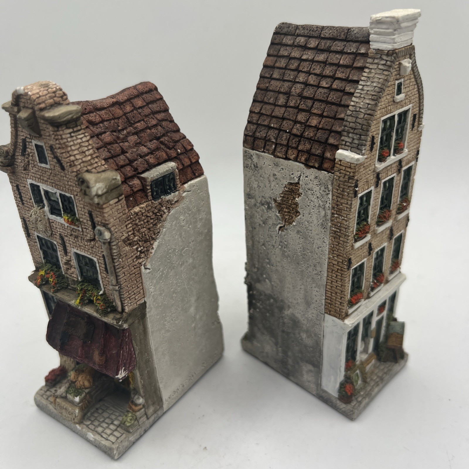 Amsterdam Streets Miniature Houses 4.5” Hand Painted Lot Of 2