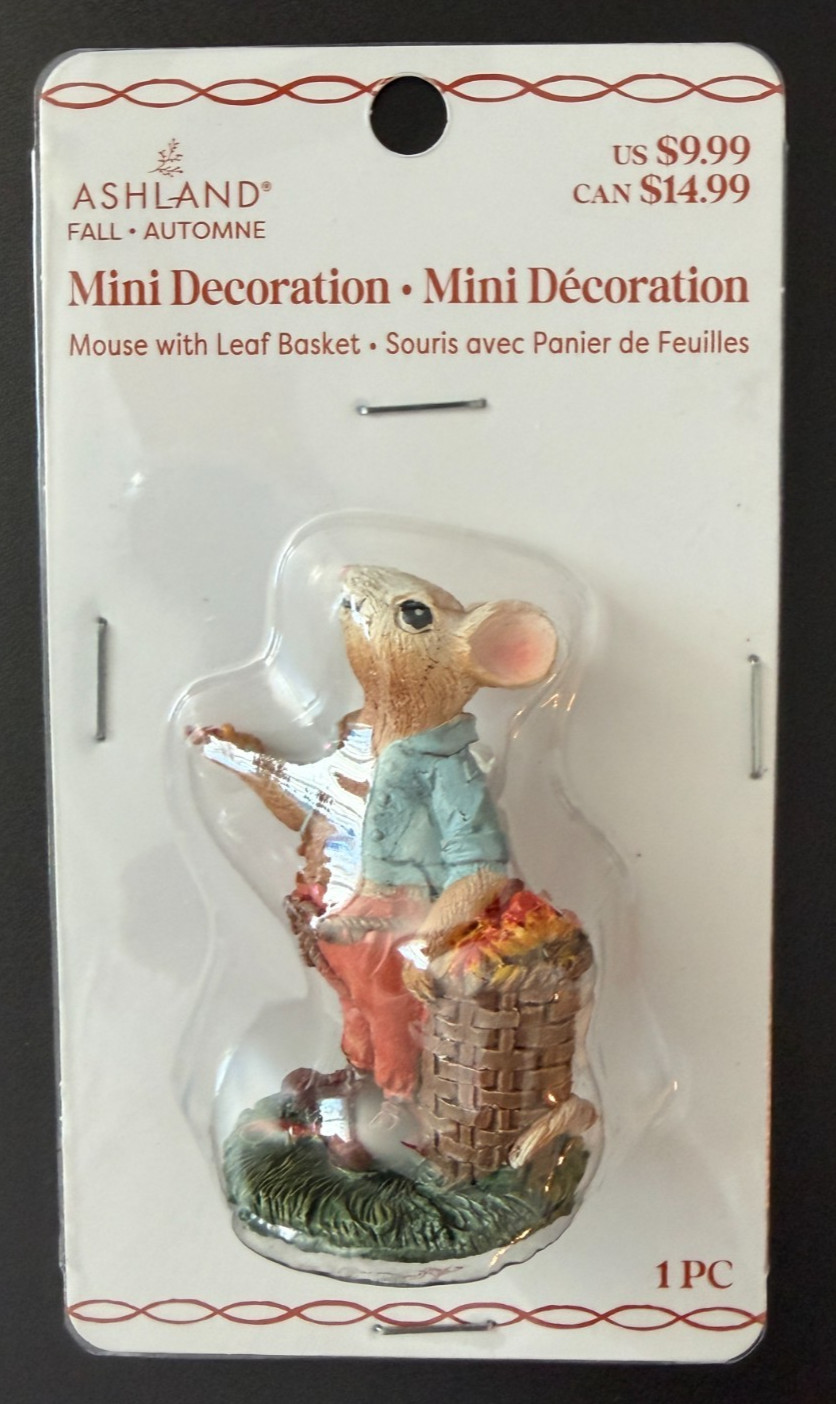 ASHLAND HALLOWEEN FALL AUTUMN MINIATURES MOUSE WITH LEAF BASKET 2025 ~ NEW